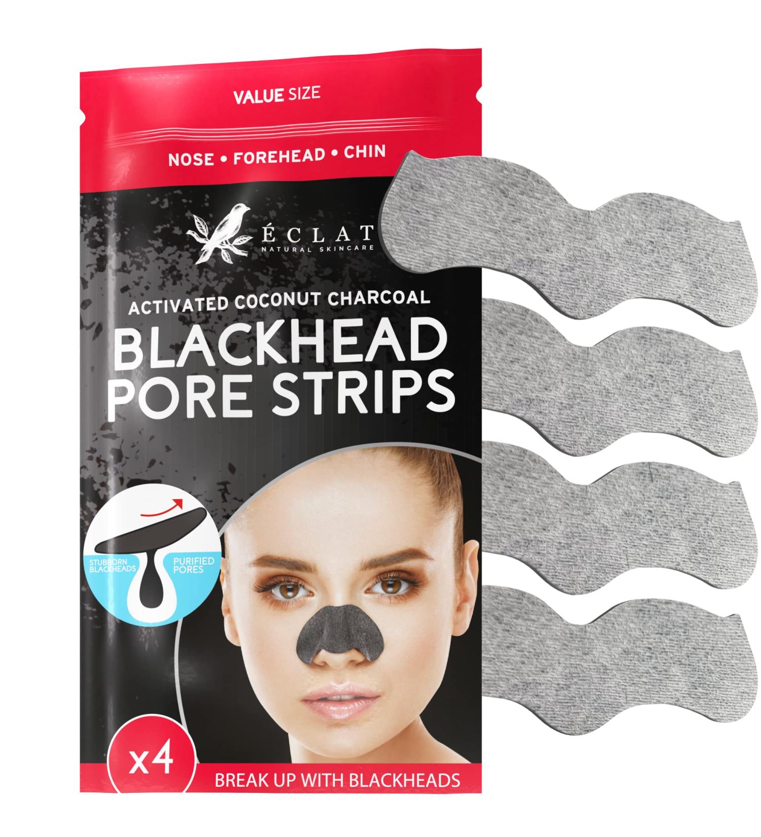 Activated Charcoal Nose Pore Strips - Blackhead Remover & Pore Cleanser - 4 Pcs - Buy Online on GoSupps.com