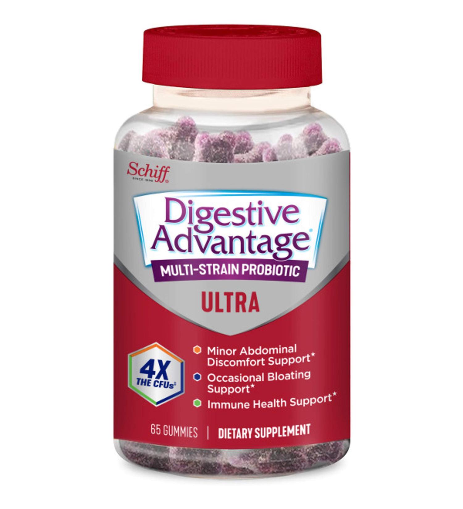Schiff Digestive Advantage Multi-Strain Probiotic Ultra 65 Gummies - Boost Gut Health & Digestive Support - Buy Online on GoSupps.com