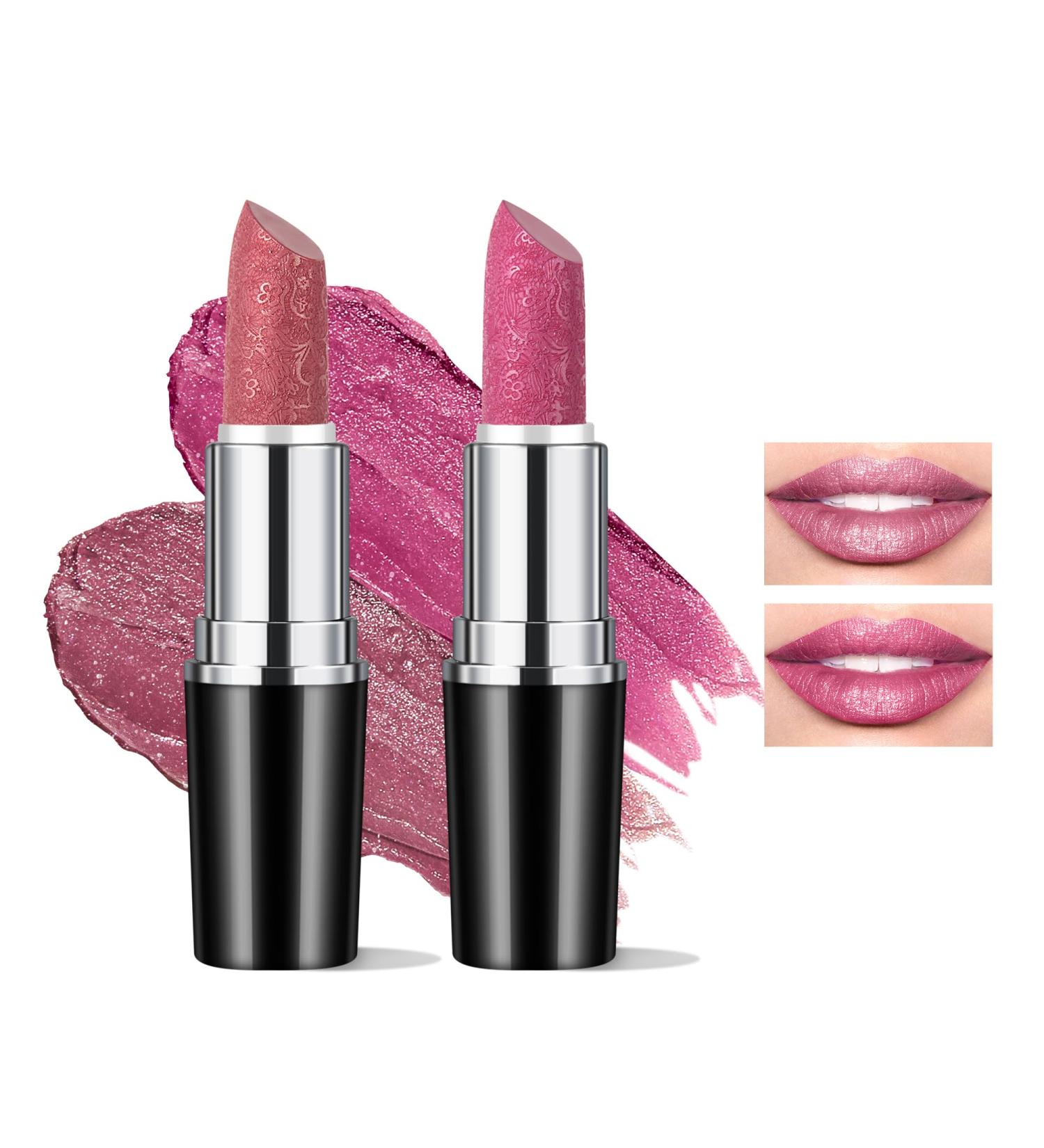 Anglicolor 2PCS Metallic Glitter Lipstick Lipstick Highly Pigmented Glitter lipstick Moisturising Velvety smooth application Creamy sculpted design lipstick (#11+#15) - Buy Online on GoSupps.com