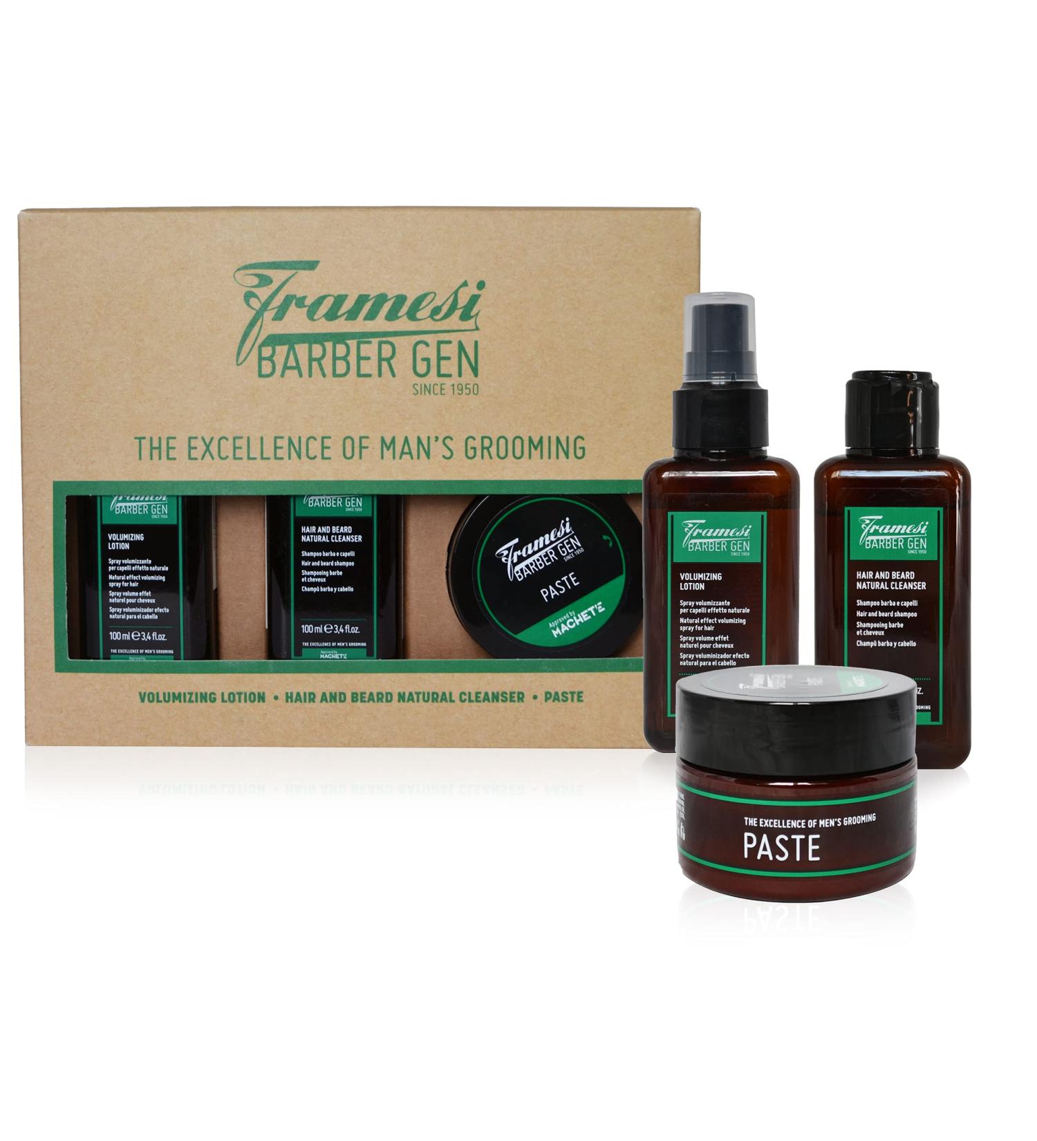 Framesi Barber Gen Beard Kit | Men's Grooming Essentials - Hair & Beard Shampoo Volumizing Spray & Matte Wax | Professional Quality Gift for Men - Buy Online on GoSupps.com