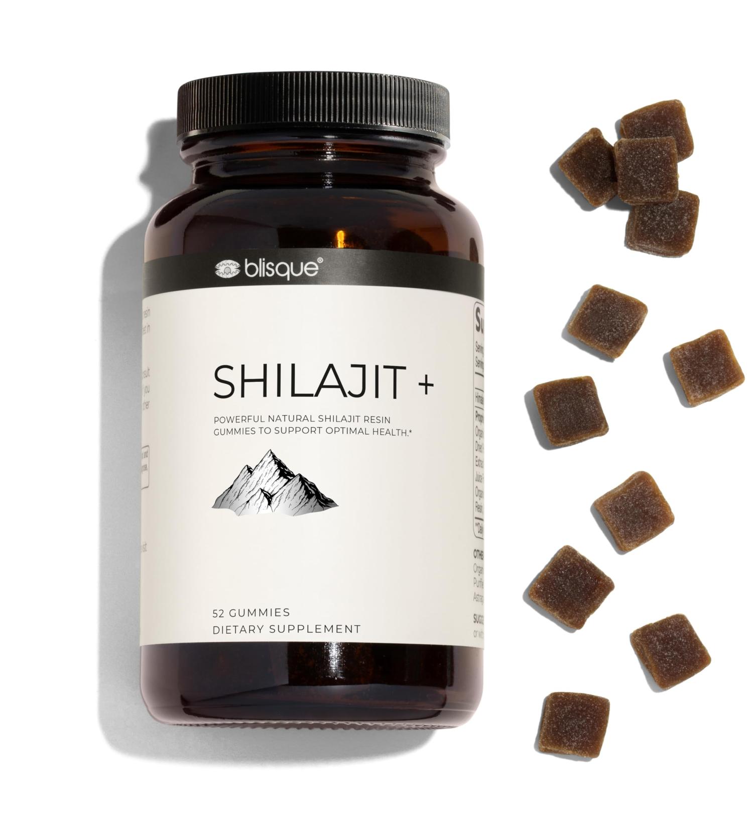 Blisque Pure Himalayan Organic Shilajit Resin Gummies Supplement | Contains Fulvic Acid and Trace Minerals | Authentic and Natural | 52 Gummies - Buy Online on GoSupps.com