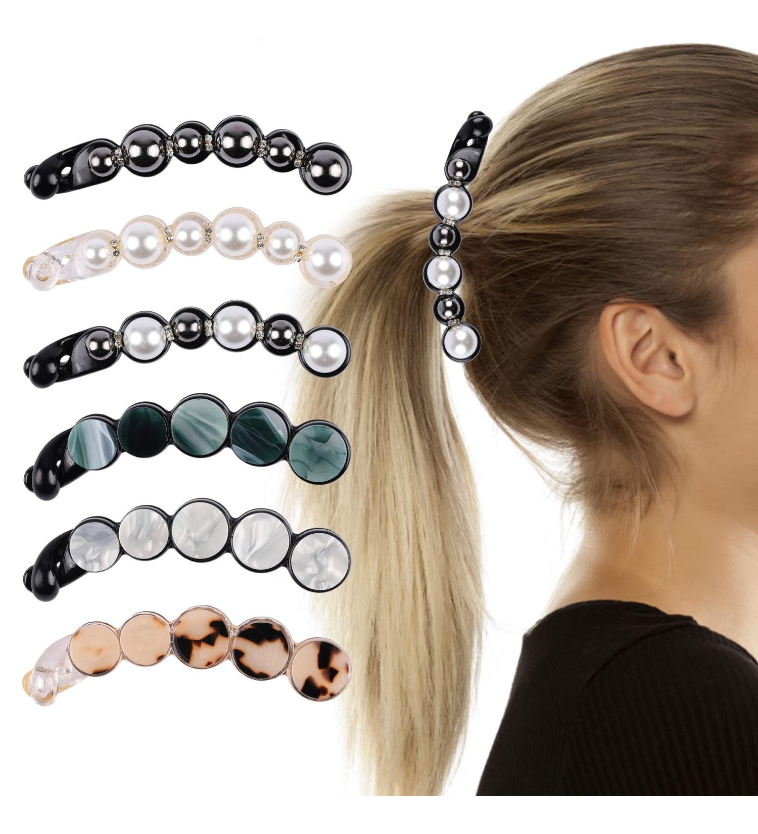 Aethland Pearl Hair Clip Set - 6 PCS French Barrettes & Jaw Clips for Women and Girls - Buy Online on GoSupps.com