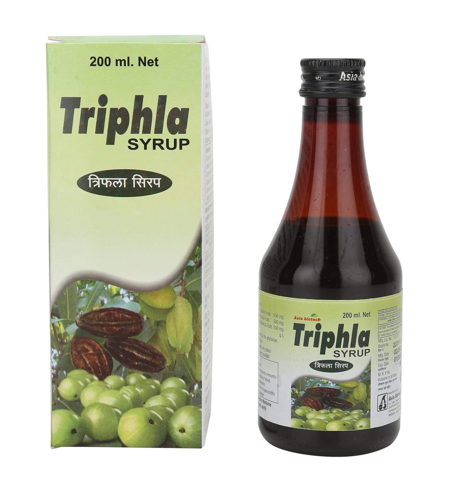 Asia Biotech Triphala Syrup | A Natural Laxative Useful for Improving Body Immunity Blood Purification Skin Problems Digestion & Hyperacidity Liver Disorders - 200ml x 2 Pcs (Pack of 2)