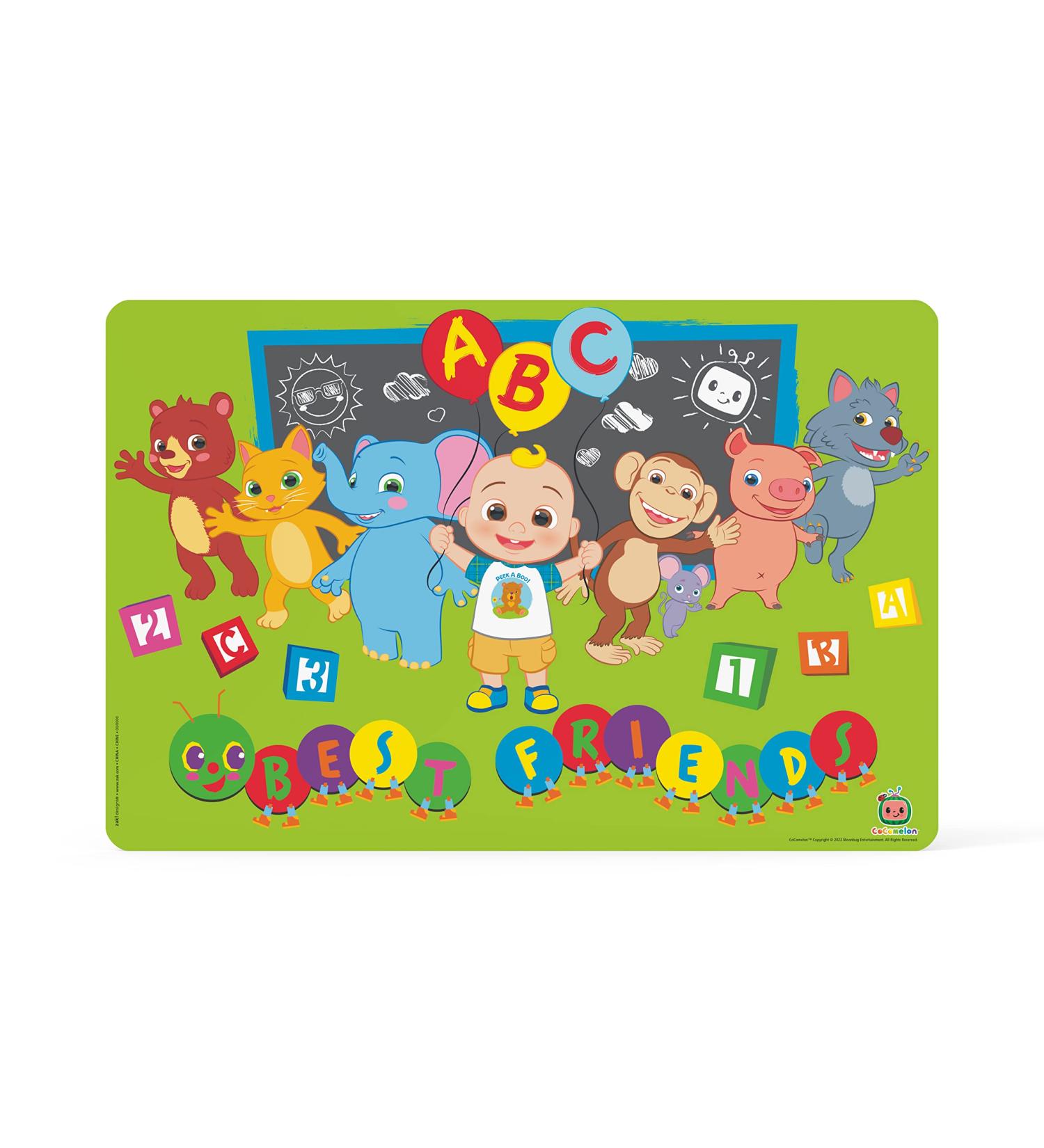 moonbug Designs Cocomelon Reusable BPA Free Kids Placemat  Best Friends Yellow