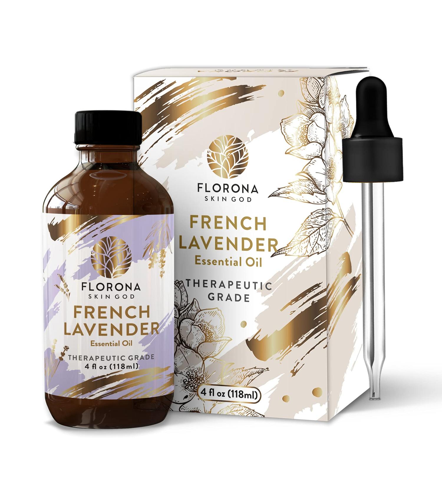 Florona French Lavender Essential Oil - 4 fl oz | Therapeutic Grade for Hair, Skin, Diffuser & DIY Crafts - Buy Online on GoSupps.com