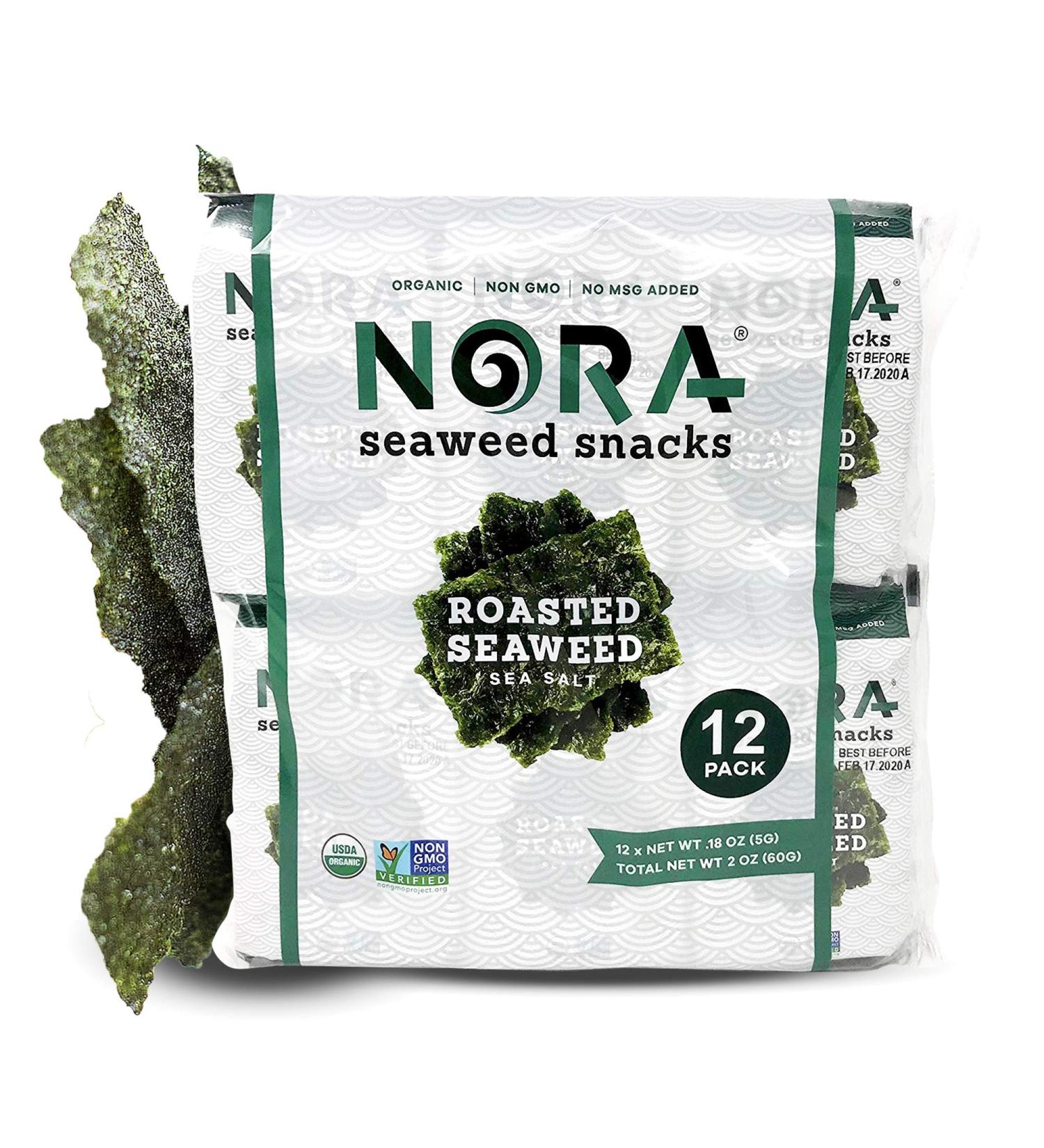 Organic Roasted Seaweed Snacks - Vegan Dairy Free Nori Sheets - 12 Pack - Buy Online on GoSupps.com