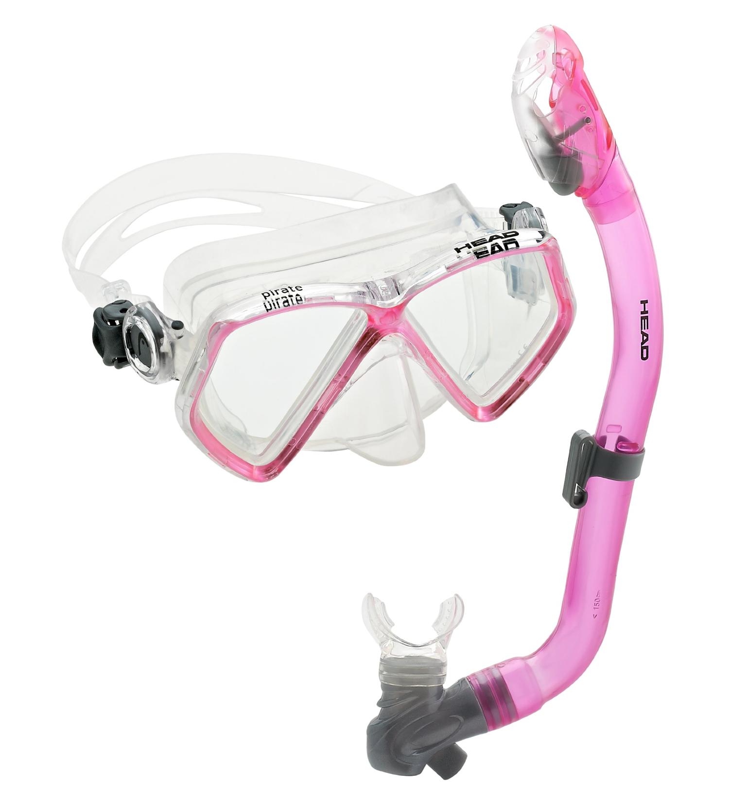 Pirate Junior Deluxe Silicone Mask/Dry Snorkel Combo by Head Snorkeling Pink