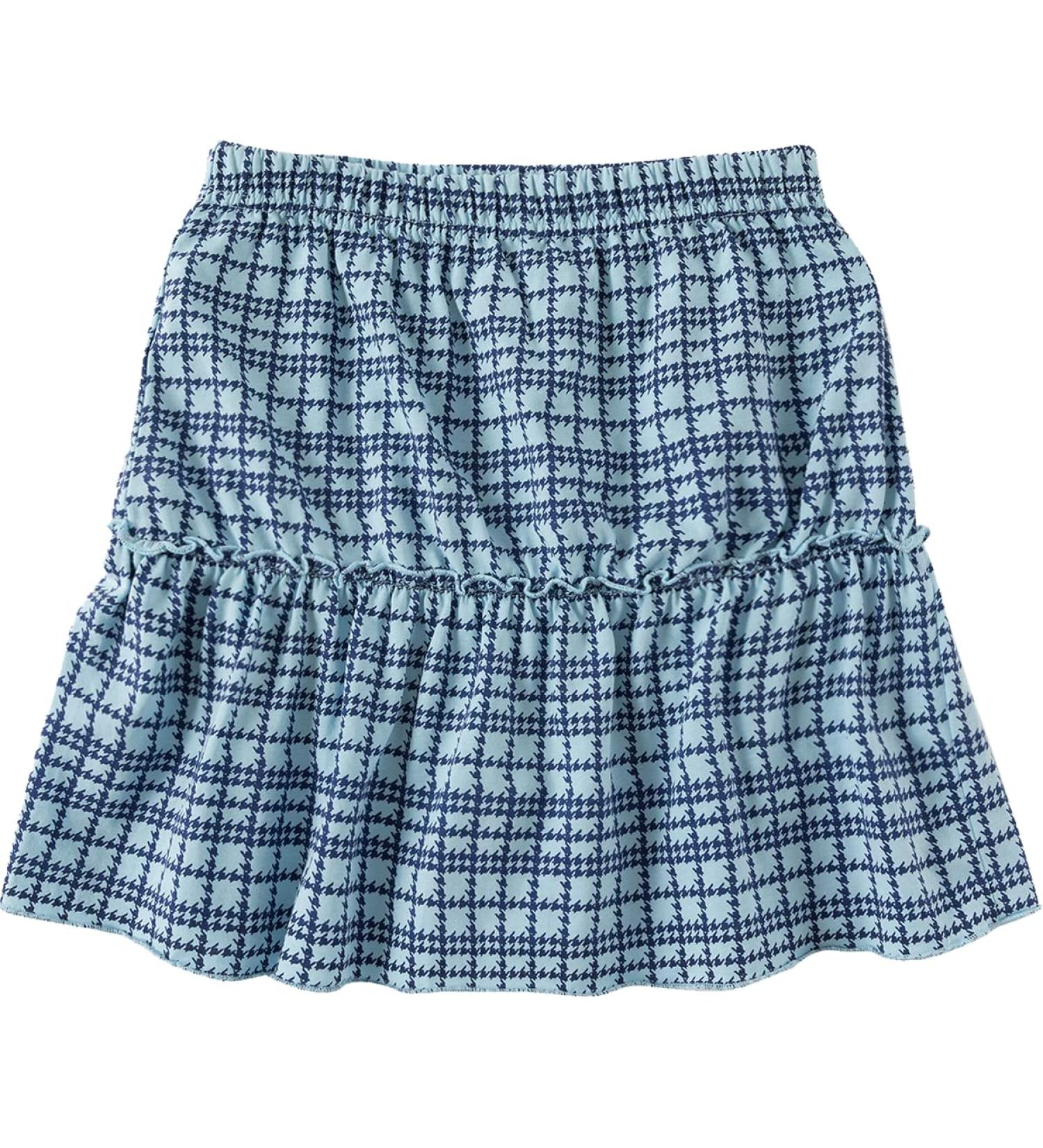 Kid Nation Girls Cotton Short Skirt with Shorts | Ruffles Skirt | Elastic Waist | 7-8 Years | Houndstooth-Blue - Buy Online on GoSupps.com