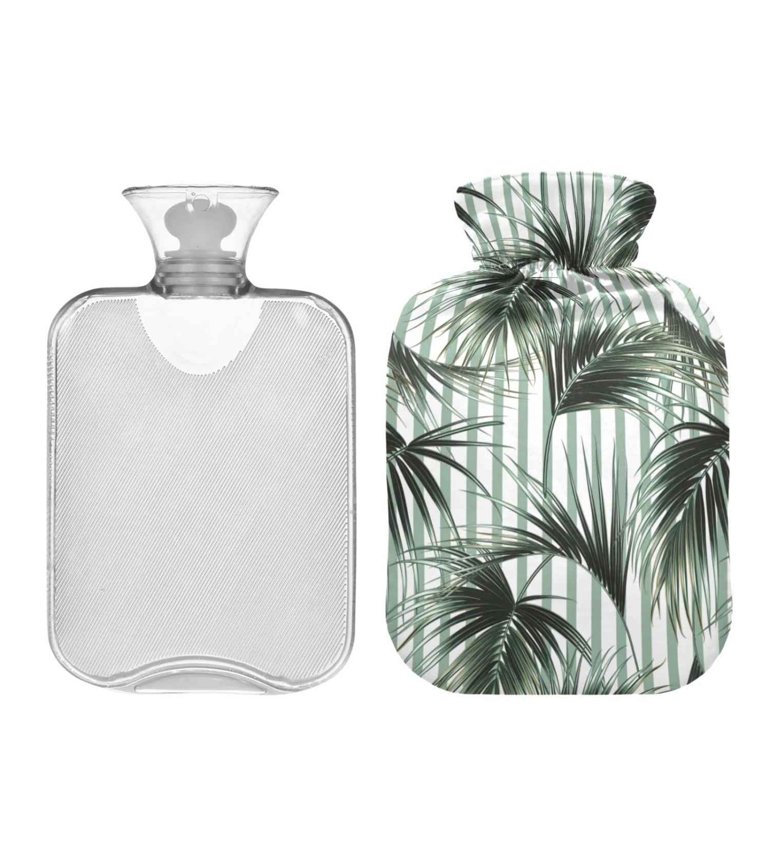 Hot Water Bottle 2L with Tropical Palm Cover - Pain Relief & Winter Hand Feet Warmer - Buy Online on GoSupps.com