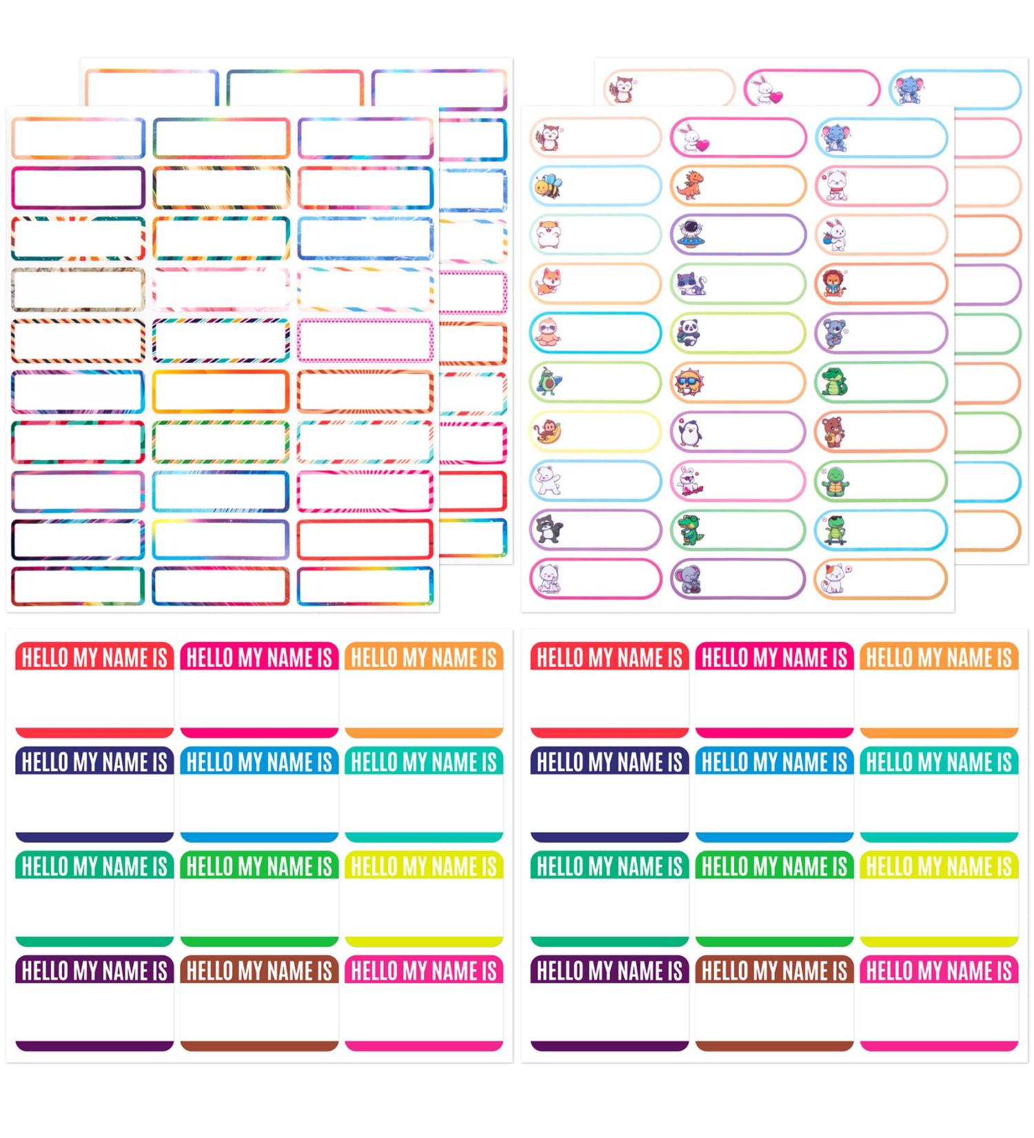 OIIKI Reusable Baby Bottle Labels for Daycare - 144pcs Waterproof Animal Name Tag Stickers | Write On Self Adhesive Labels for School & Classroom - Buy Online on GoSupps.com