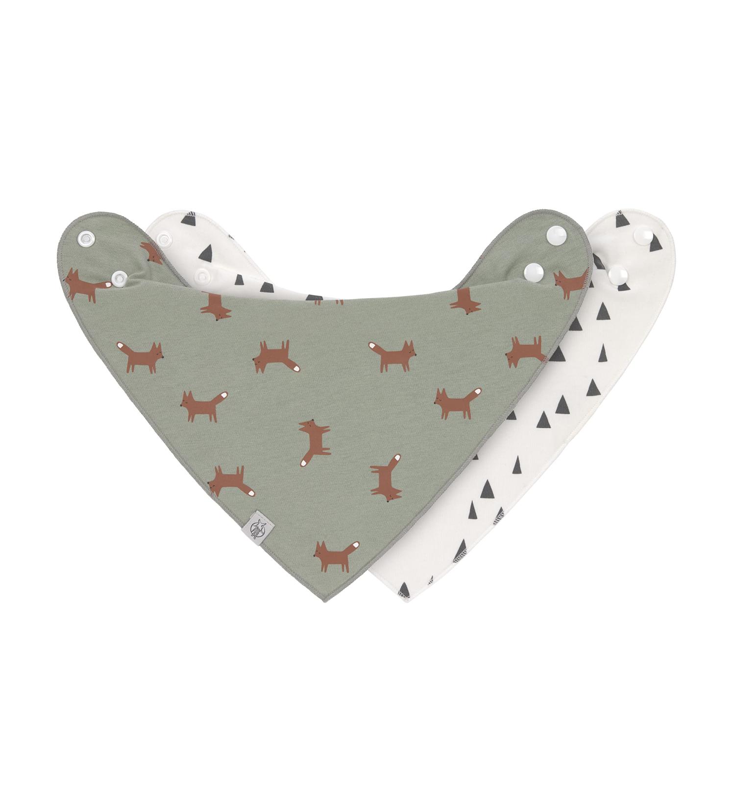 L SSIG Baby Bib Scarf Set - 2 PCS Organic Cotton Reversible Bandana for Babies | Little Forest Fox Design - Buy Online on GoSupps.com