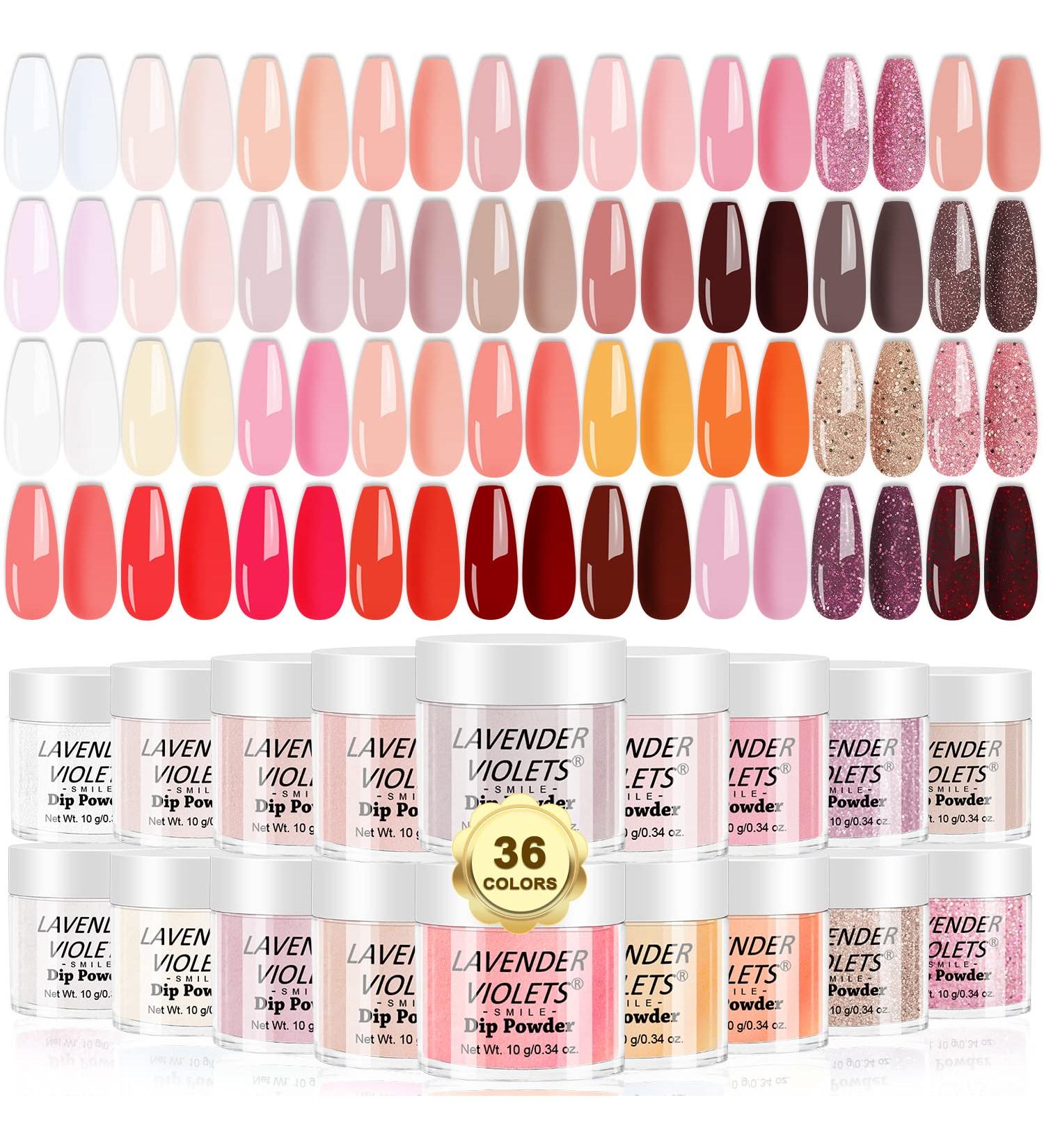 Lavender Violets 36 Colors Dip Powder Nail Kit - French Dip Manicure Set for Home Salon - Nude Pink, Red & More - M953 - Buy Online on GoSupps.com