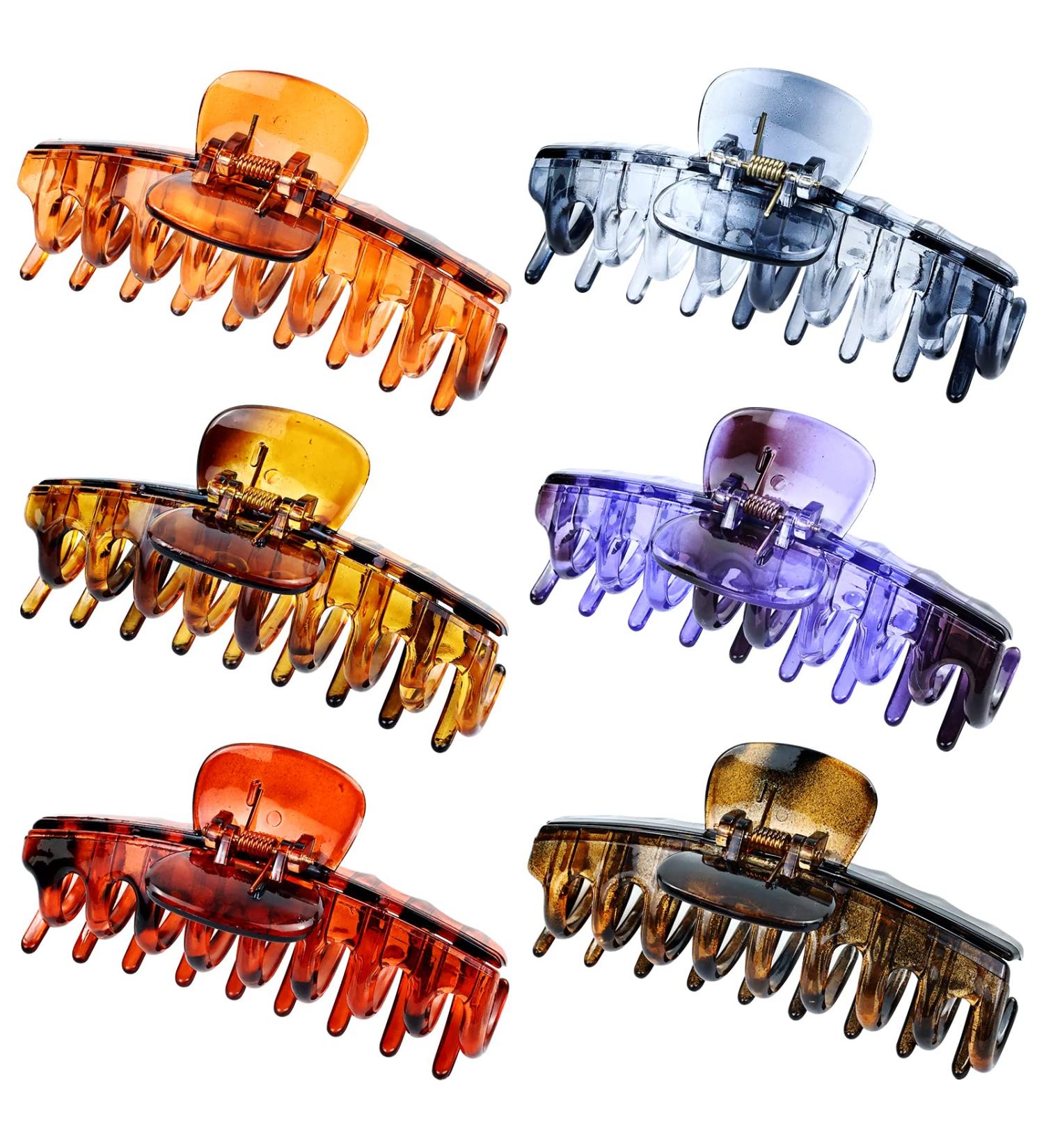 6 Pack Large Clear Leopard Black Brown Octopus Hair Claw Clips for Women - Fancy Hair Accessories - Buy Online on GoSupps.com