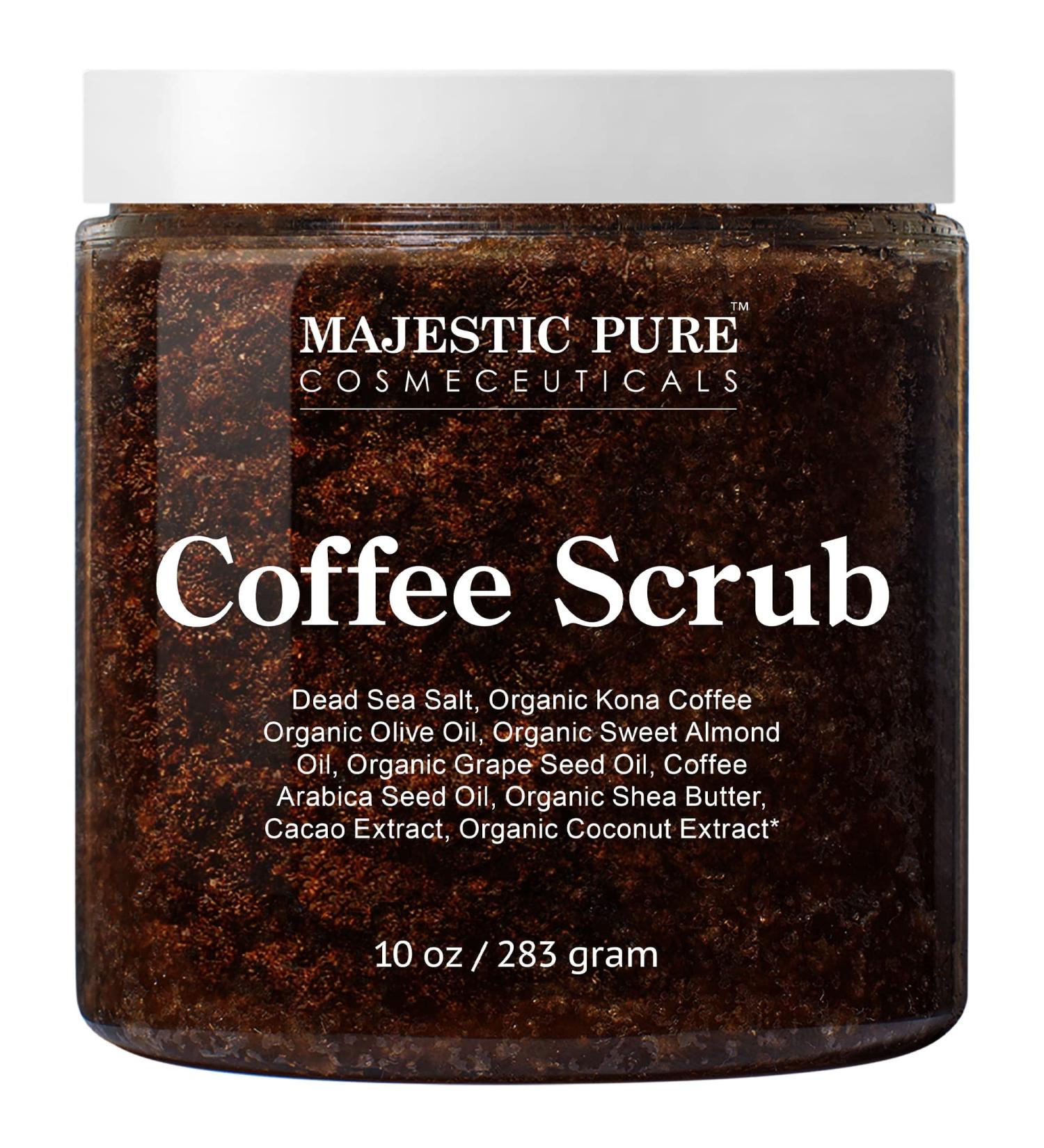 MAJESTIC PURE Arabica Coffee Scrub - All Natural Body Scrub for Skin Care, Stretch Marks, Acne, Cellulite, and More - 10 Ounces - Buy Online on GoSupps.com