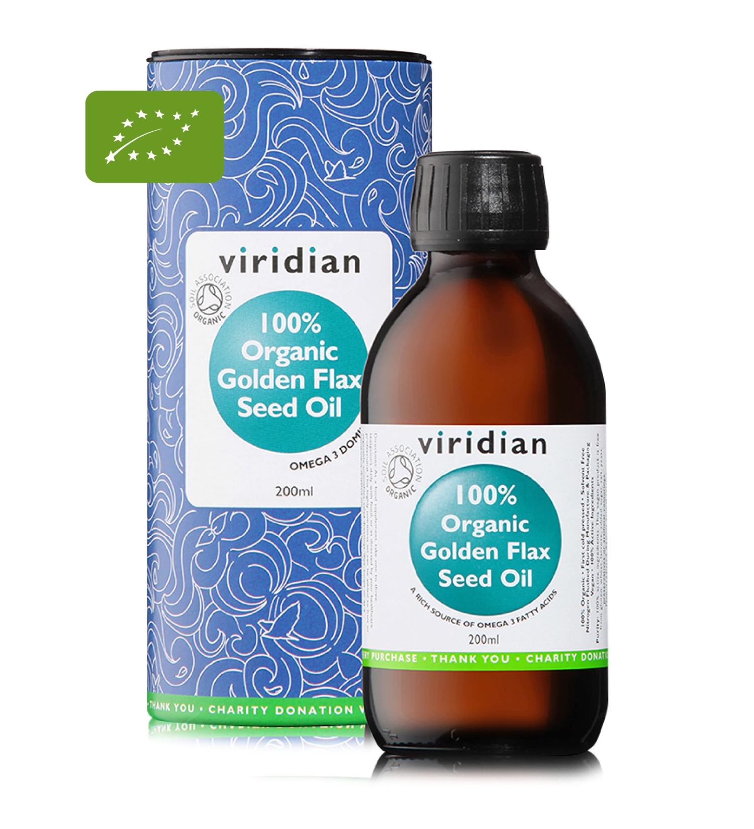 Viridian 100% Organic Golden Flaxseed Oil 200ml - Buy Online on GoSupps.com