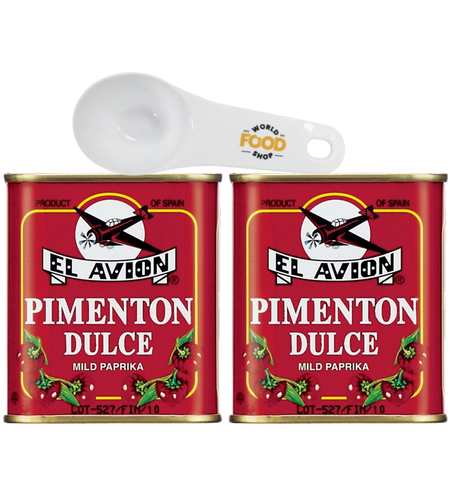 El Avion Pimenton Dulce Unsmoked Mild Paprika 75g Pack of 2 with World Food Shop Scoop - Authentic Spanish Flavour - Enhance Your Dishes with Mild Paprika - Buy Online on GoSupps.com
