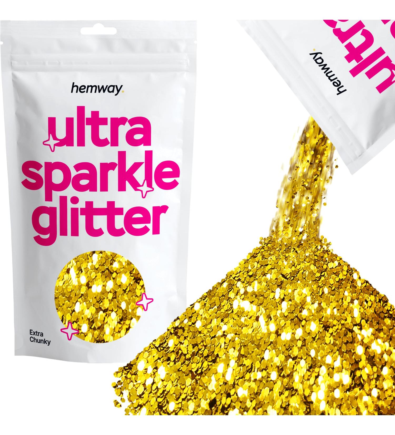 Hemway Extra Chunky Glitter 100g - Cosmetic Safe Gold Glitter for Crafts & Makeup - Buy Online on GoSupps.com