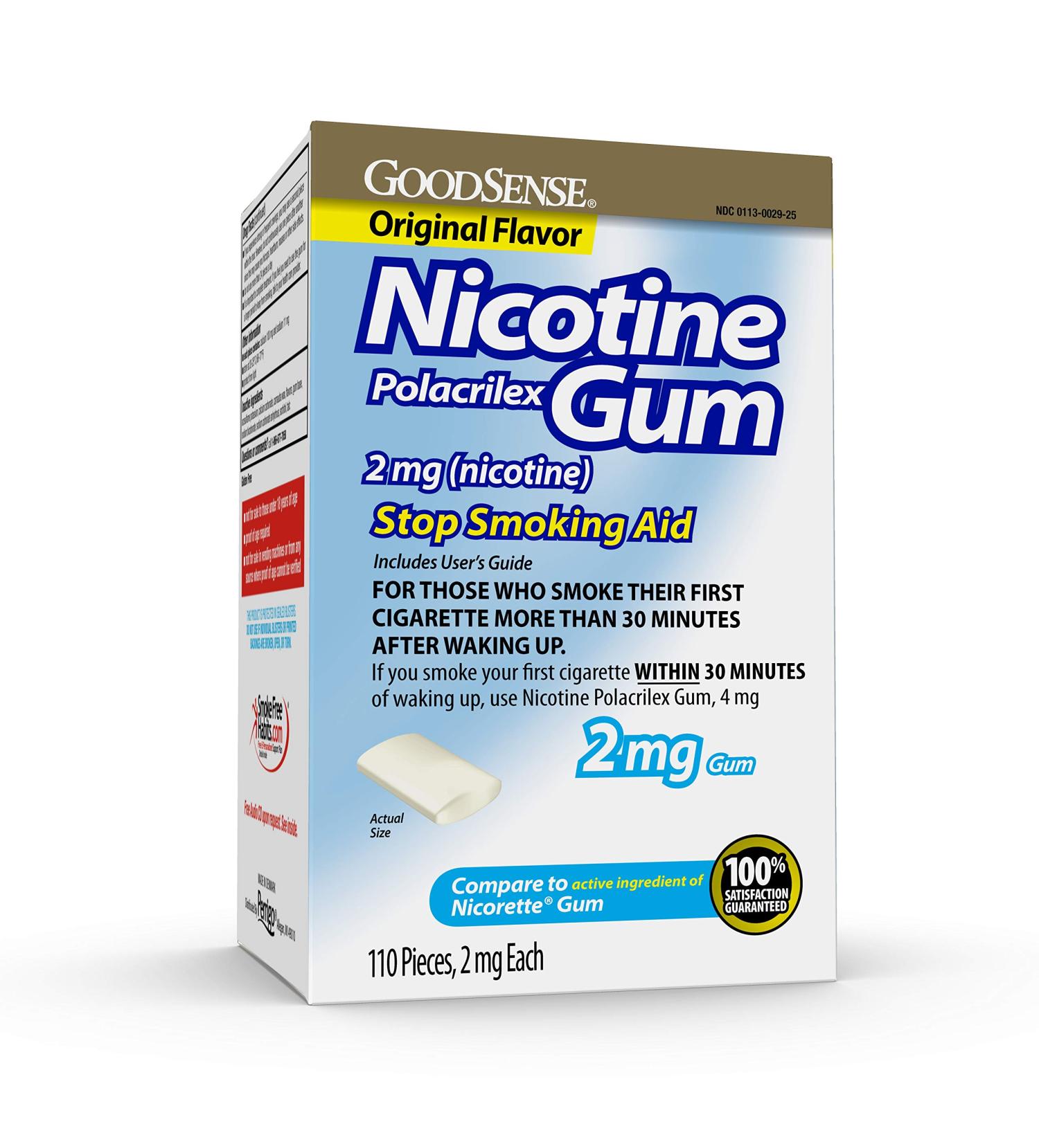 GoodSense Nicotine Gum 2mg - Original Flavor, 110 Count Stop Smoking Aid - Buy Online on GoSupps.com
