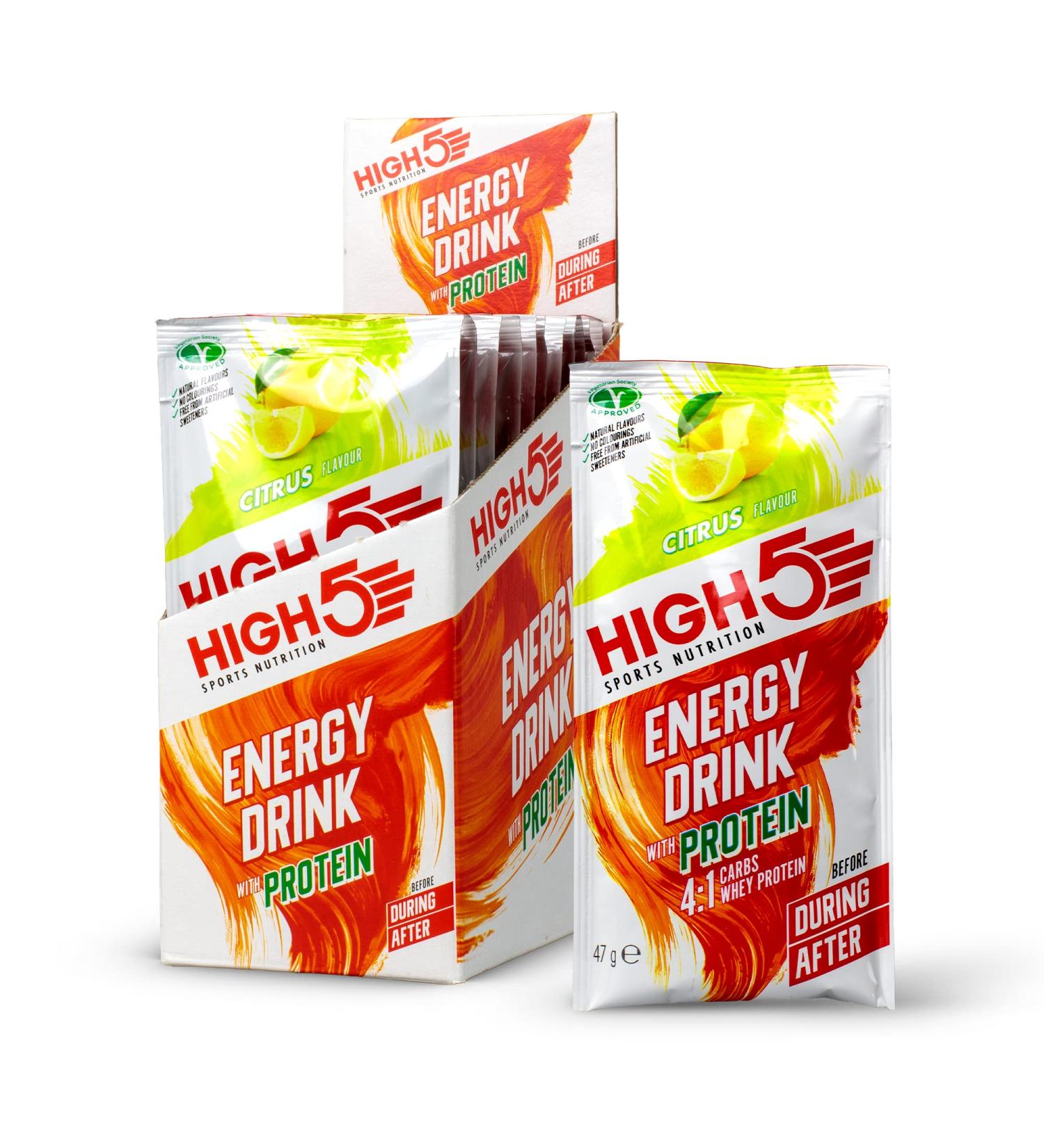 HIGH5 Energy Drink With Protein Blend of Carbohydrates Protein & Electrolytes (Citrus 12 x 47g) Citrus 12 x 47g - Buy Online on GoSupps.com