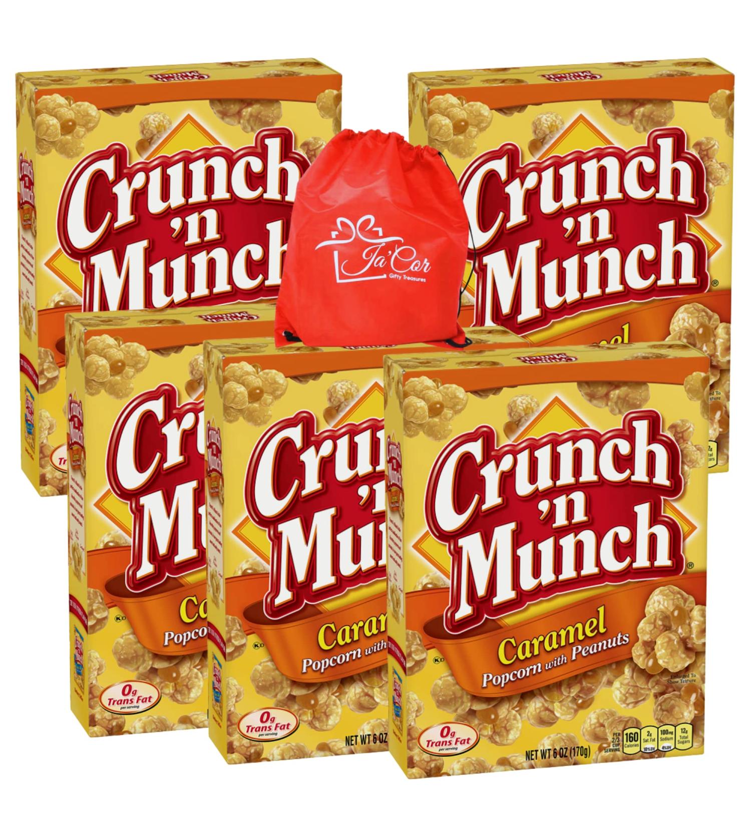 Ja'Cor Caramel Popcorn with Peanuts Individual Boxes Sweet Crunchy Drizzle Nuts Snack Packs Caramel Candy Coated Popcorn Peanut Snacks Gift 6 oz Box Pack of 5(Bundle with 1-Red Ja'Cor Bag) - Buy Online on GoSupps.com