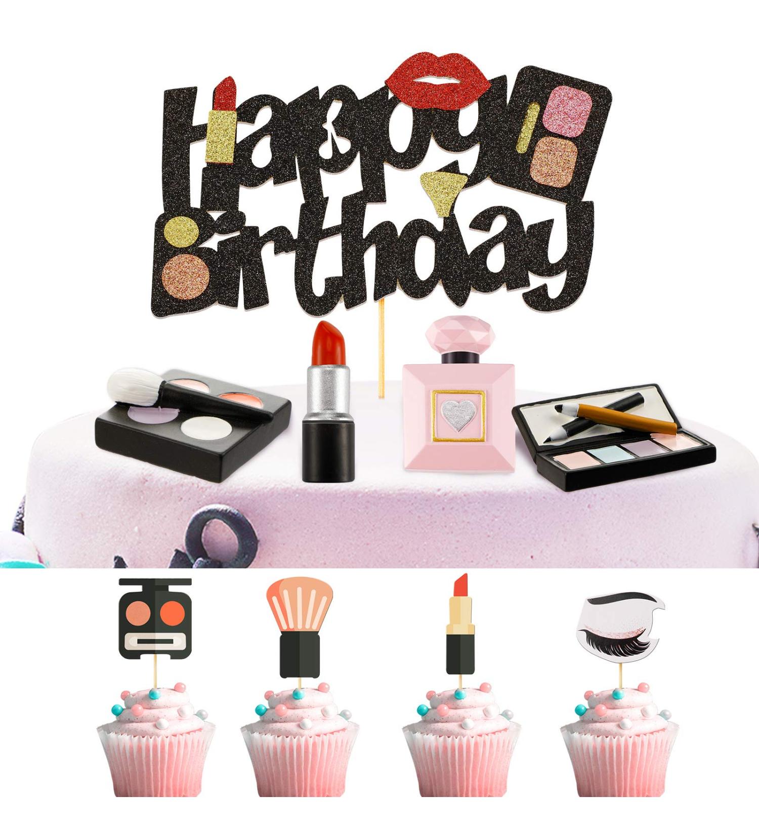 29 Pieces Makeup Themed Cake Toppers 3D Resin Cosmetics Cake Decoration Lipstick Cupcake Topper Perfume Bottle Birthday Cake Toppers for Bridal Shower Makeup Salon Spa Theme Party Supplies - Buy Online on GoSupps.com