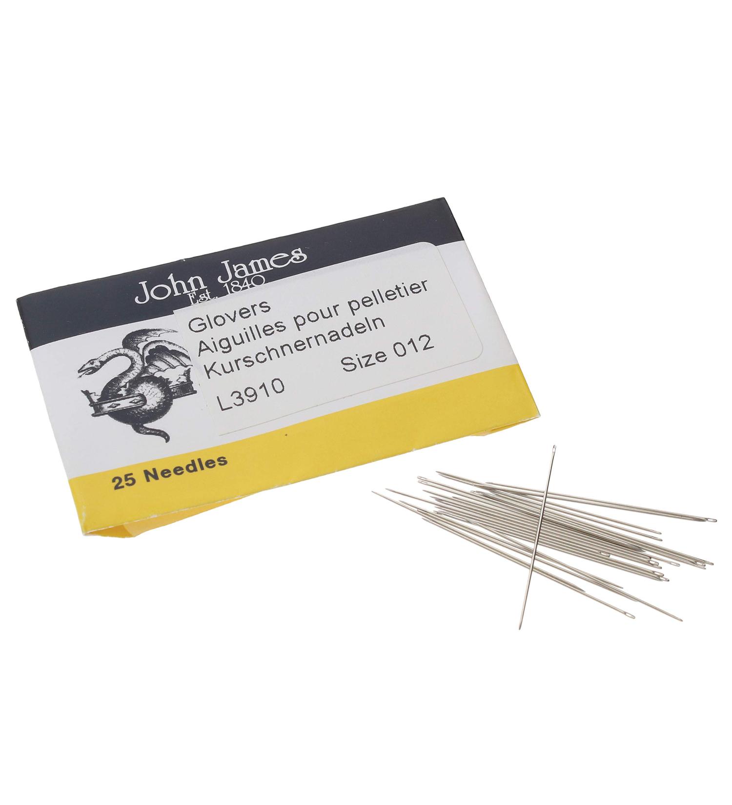 John James Glovers Needles Size #12 - 29.5mm Length - Pack of 25 | Triangular Point for Leather, Suede, Vinyl | 0.41mm Diameter - Buy Online on GoSupps.com