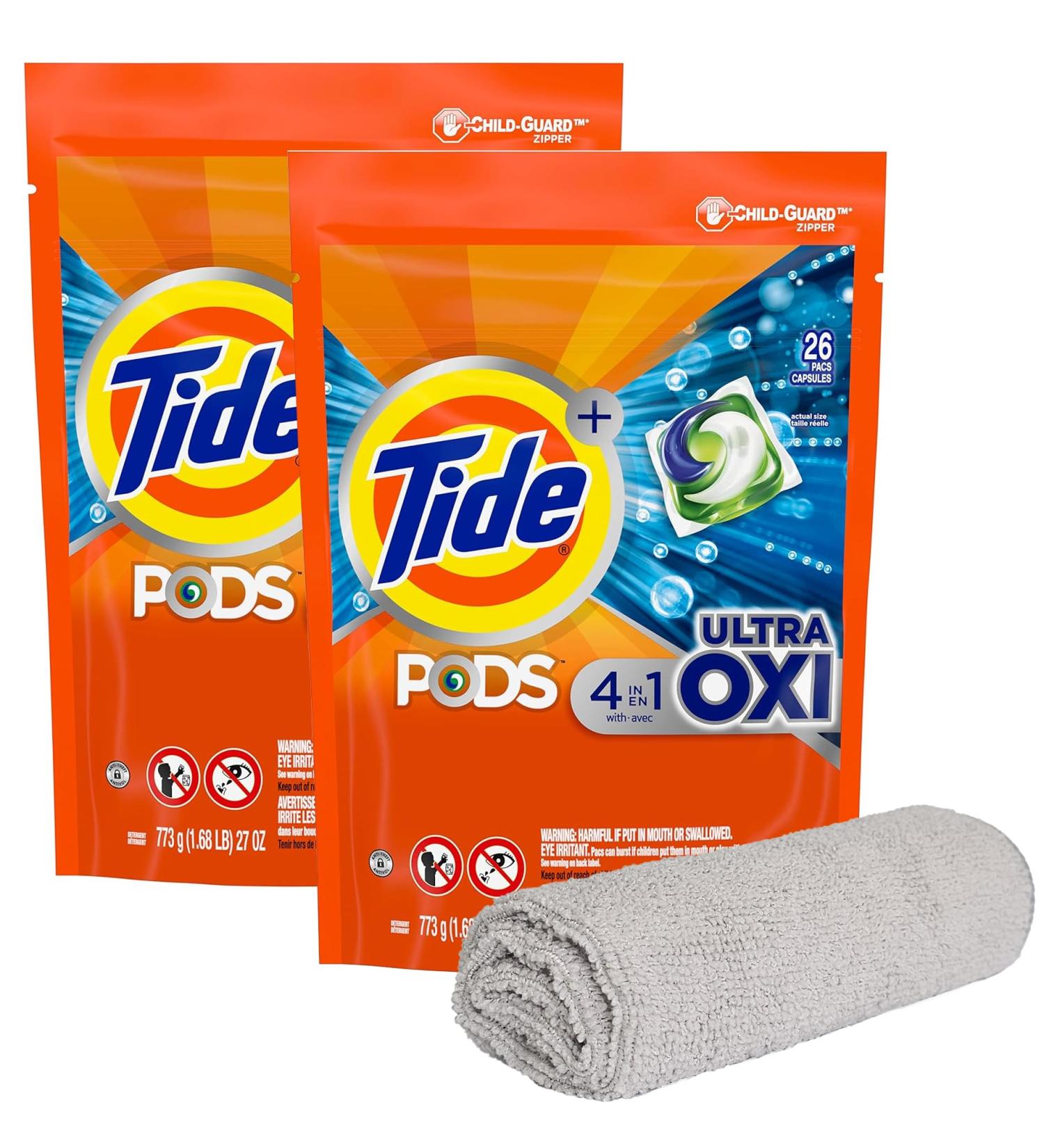 PURPUR Cloth & Tide Ultra Oxi PODS 4-in-1 Liquid Detergent Pacs - 26 Ct 2 Bags | Best International Shipping - Buy Online on GoSupps.com