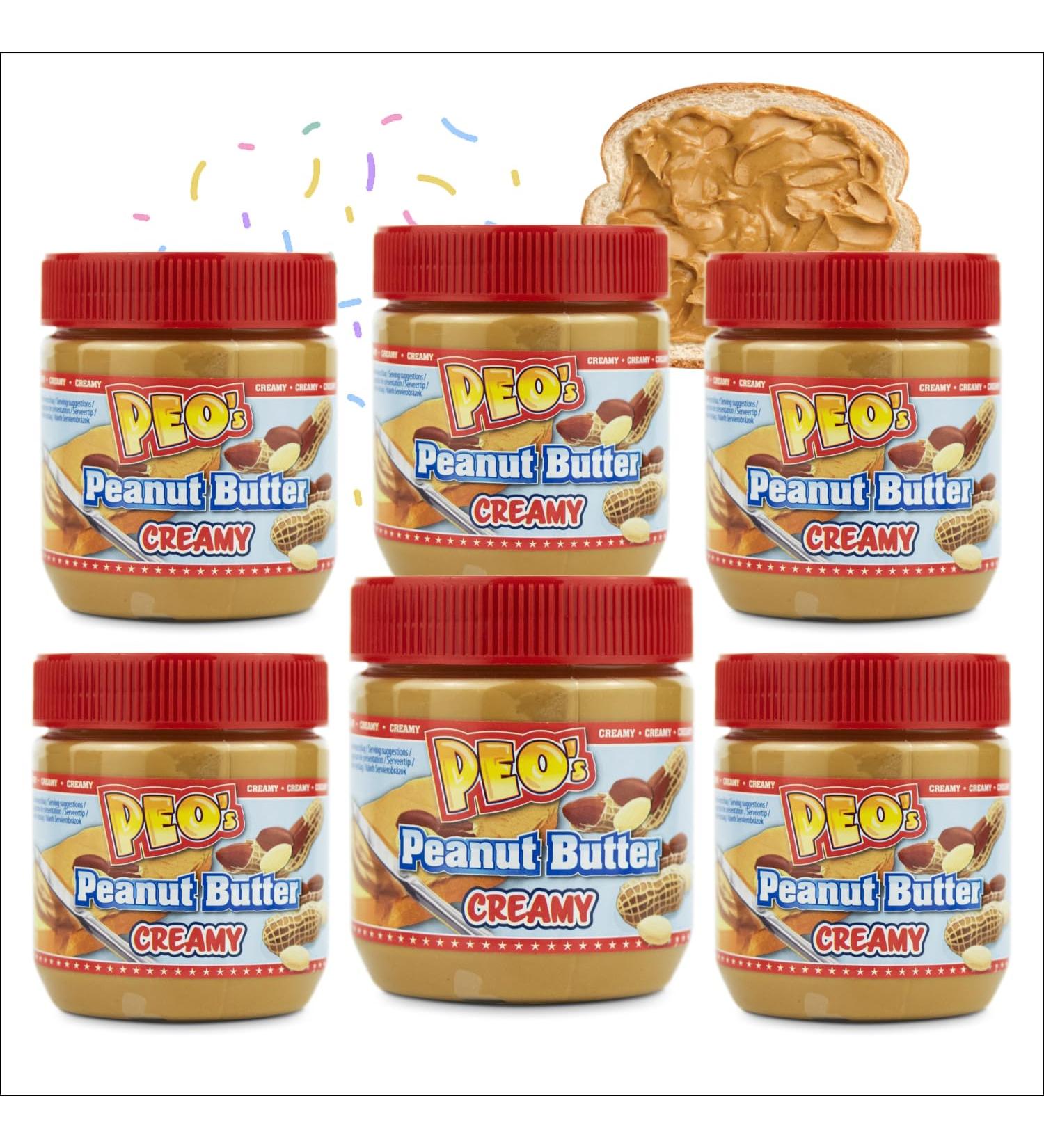 PEO's 6 x 340g Creamy Peanut Butter | Natural Peanut Butter from Roasted Peanut Kernels | Delicious Peanut Paste with Full Taste - Buy Online on GoSupps.com