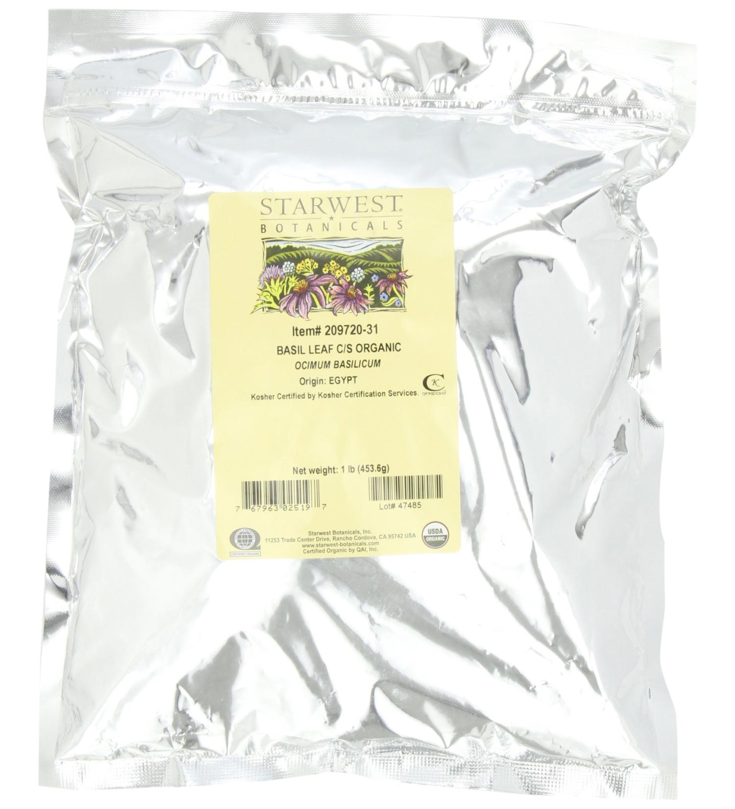 Starwest Botanicals Organic Basil Leaf CS - 1 lb (453.6 g) for Culinary & Health Uses - Buy Online on GoSupps.com