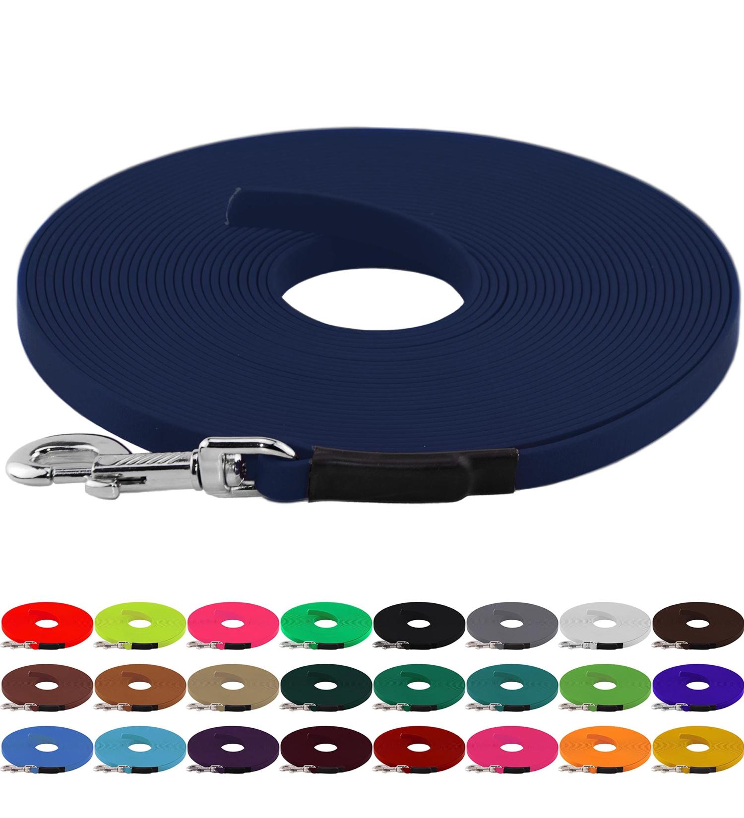 Buy LENNIE BioThane Tracking Leash for Dogs 15-25kg | 1m Long Navy Blue No Hand Loop - Durable & Stylish Online - Buy Online on GoSupps.com