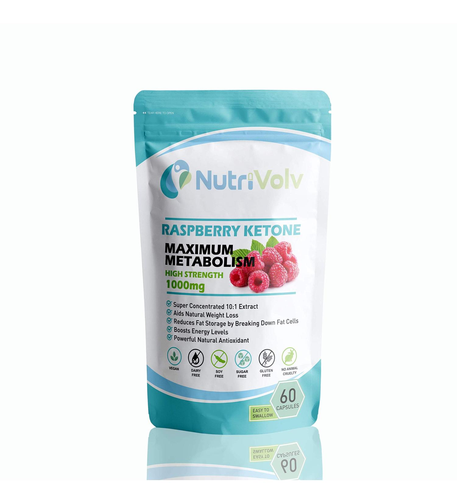 Pure 100% Raspberry Ketones 1000mg | 60 Capsules - Weight Loss Supplement for Energy Boost & Metabolism - Buy Online on GoSupps.com