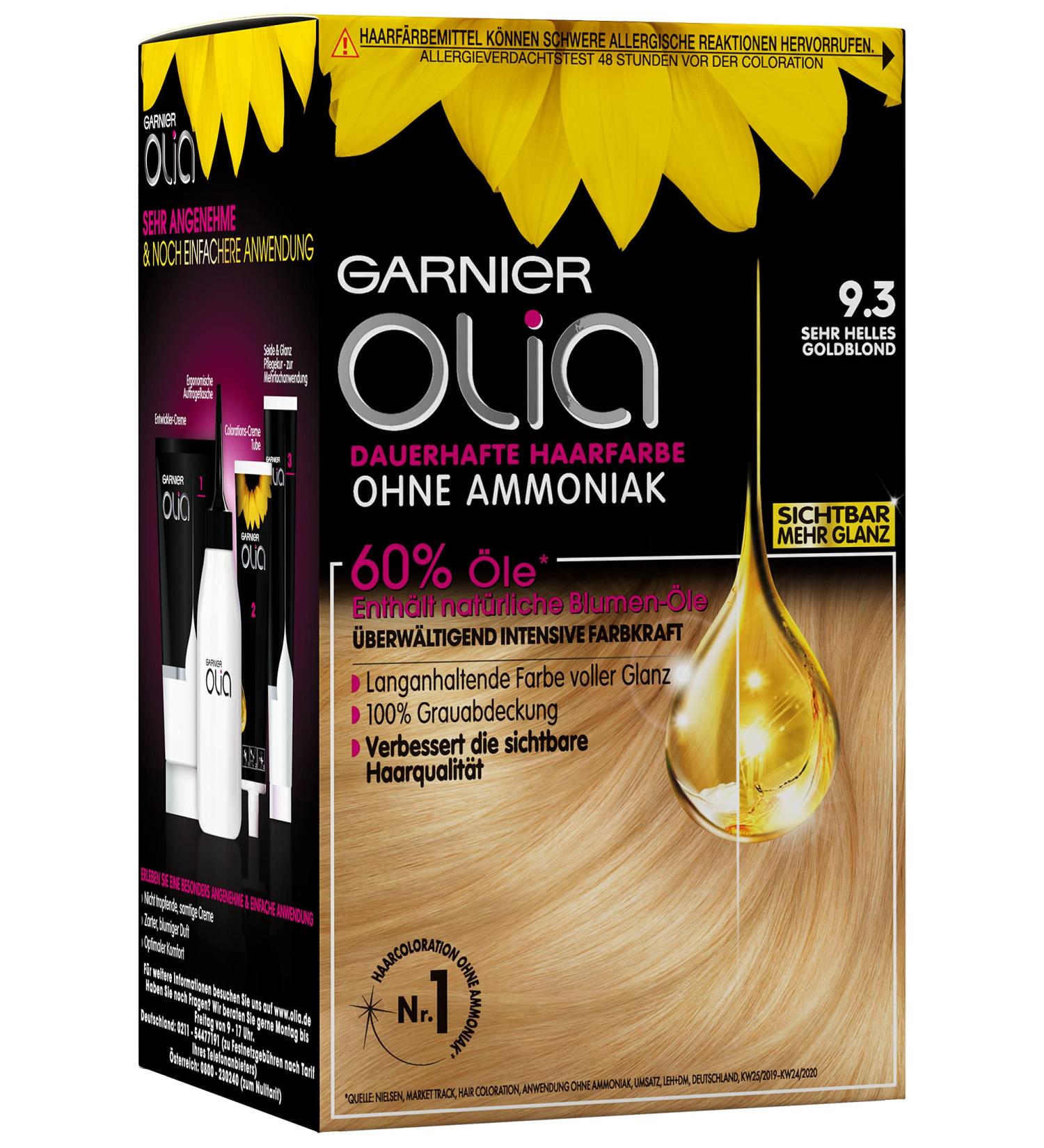 Garnier Olia Hair Colour Hair Dye Contains 60% Flower Oil for Deep Colour without Ammonia Pack of 3 Very light golden blonde - Buy Online on GoSupps.com