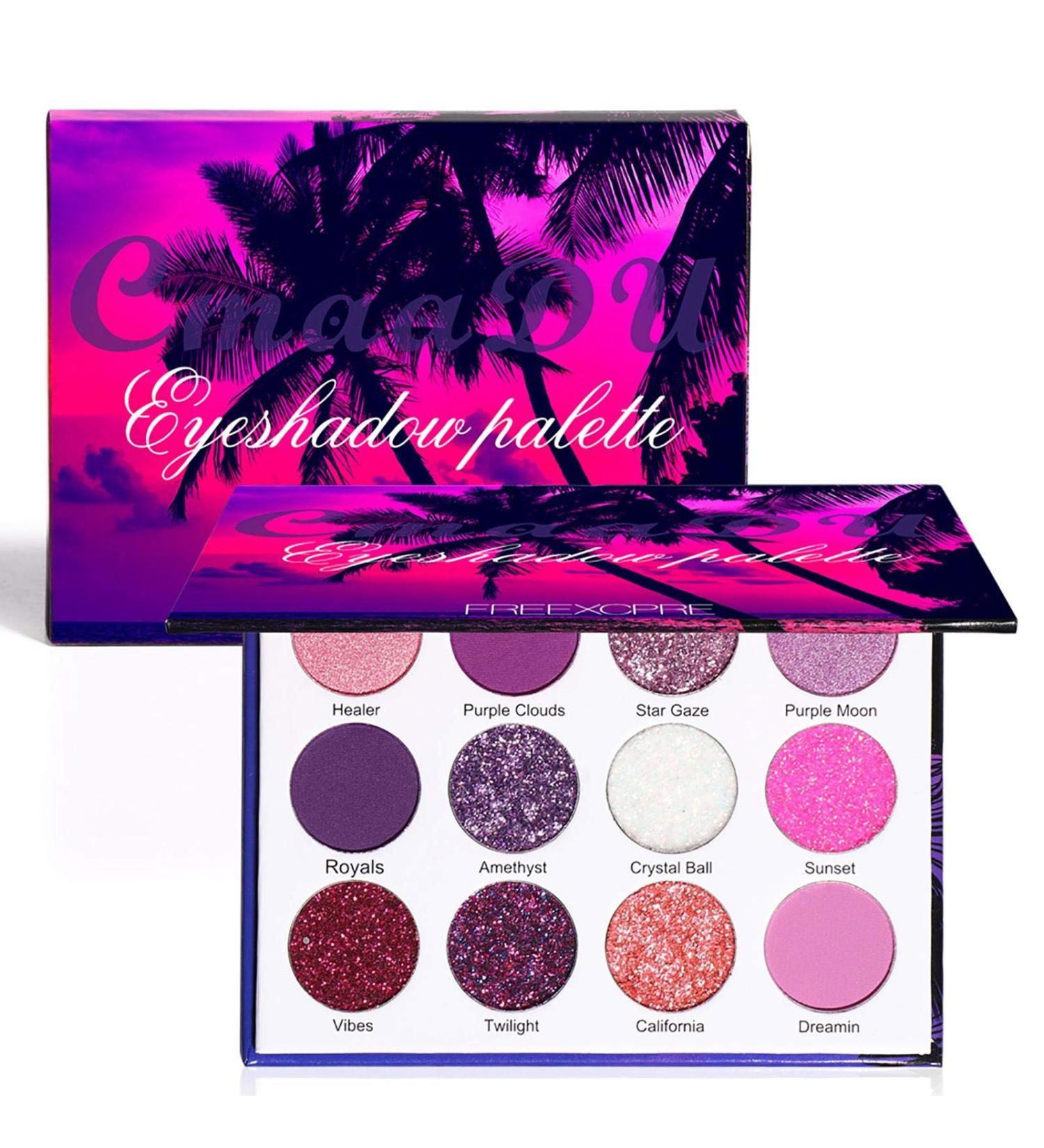 12 Colors Glitter Eyeshadow Palette for Women Purple-tone Waterproof Long-lasting Eyeshadow Glitters Highly Pigmented Matte Eye Shadow Powder Sparkling Eye Makeup for Women and Girls - Buy Online on GoSupps.com