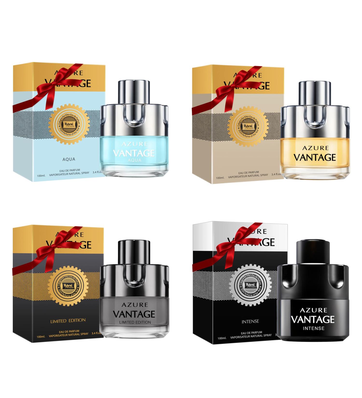 Hybrid & Company Azure Vantage Men's 4 Pcs Classsic Scent Spray Eau De Toilette with Long Lasting Fragrance AZURE VANTAGE AQUA INTENSE LIMITED EDITION 3.4 Fl Oz (Pack of 4) - Buy Online on GoSupps.com
