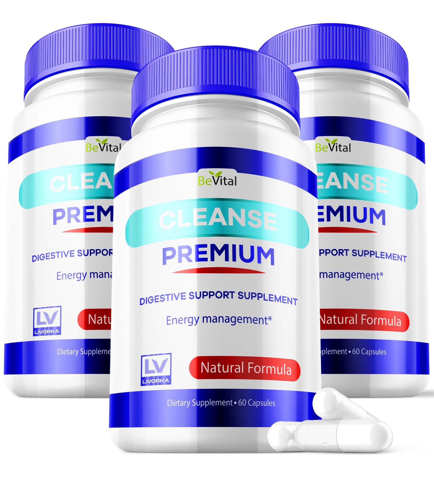 (3 Pack) Bevital Cleanse Premium Capsules - Official BevitalCleanse Premium Advanced Supplement Healthy Digestion Support 180 Capsulas for 3 Months - Buy Online on GoSupps.com