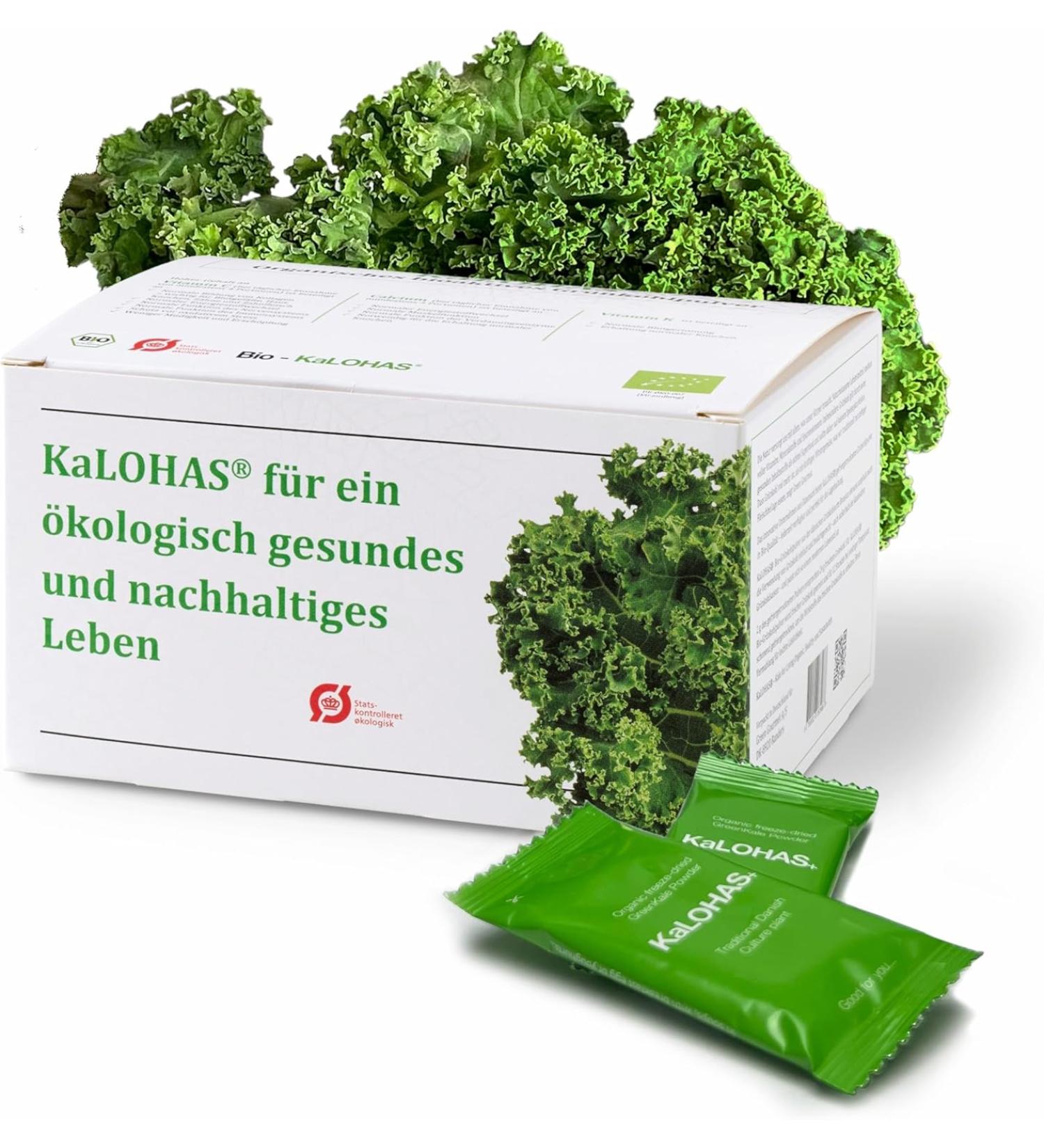 KaLOHaS Pure Superfood Organic Kale Powder - No Additives Freeze Dried High Content of Protein Calcium Vitamin C & K - Antioxidant Rich 9 Essential Amino Acids - 25 x 2 g Sachets - Buy Online on GoSupps.com