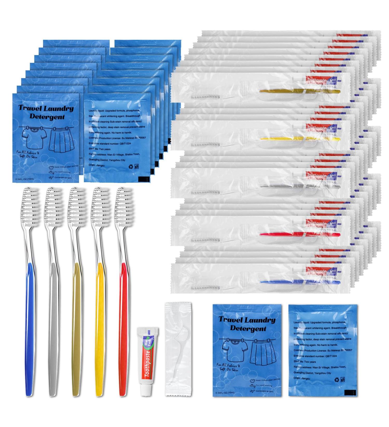 Bulk Hygiene Kits for Homeless | Disposable Toothbrushes Toothpaste & Laundry Detergent | Travel Size Essentials - Buy Online on GoSupps.com