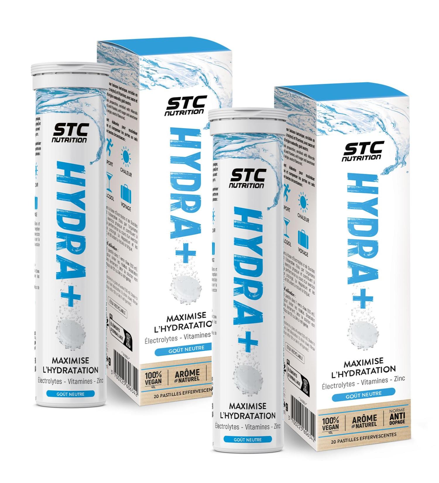 STC NUTRITION - Hydra+ - Pr paration pour boisson isotonique base d' lectrolytes Vitamines sucre et dulcorant naturels - Optimise l'hydratation - Neutre - Lot de 2