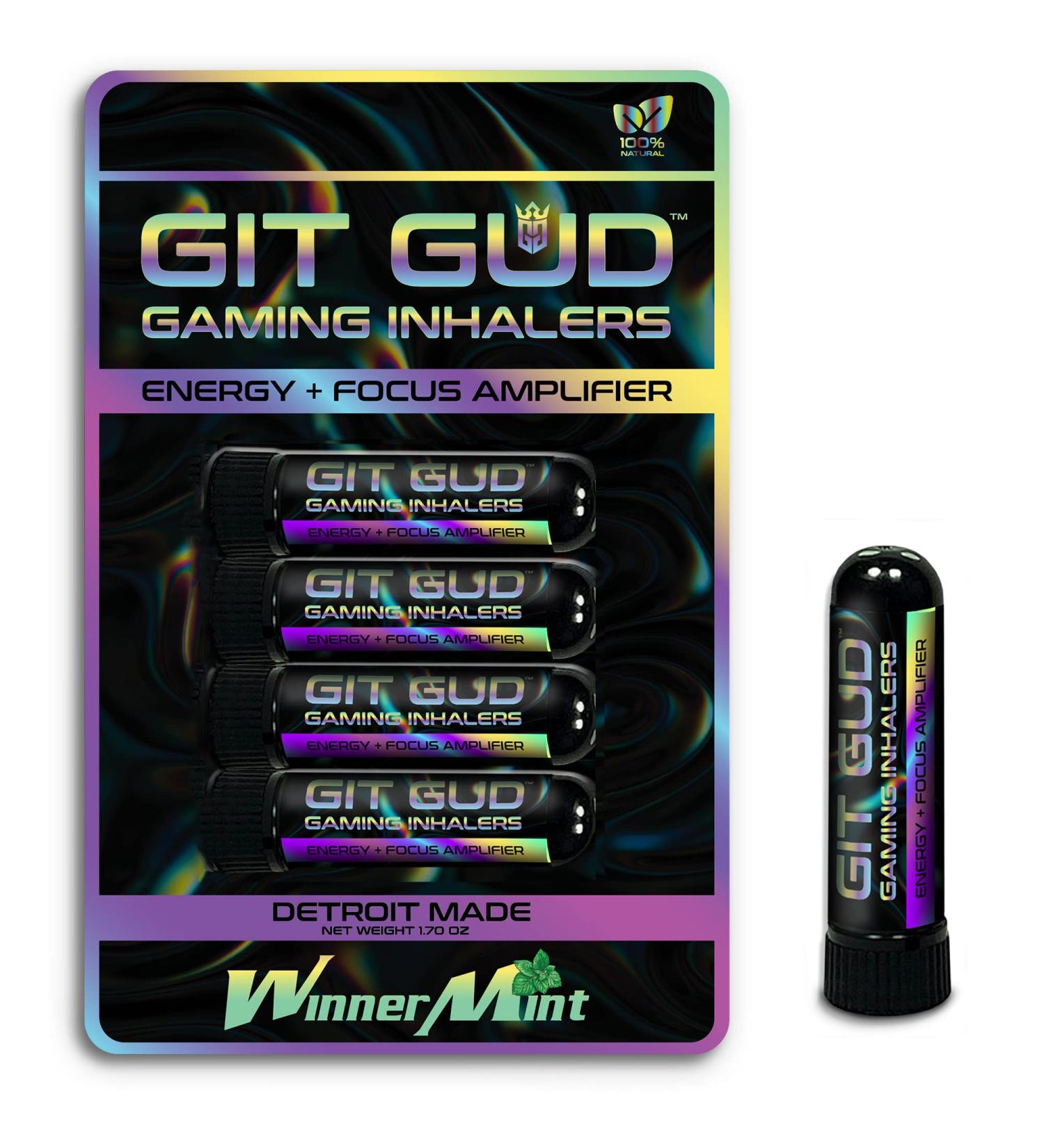 GIT GUD Gaming Vapor Inhaler | Energy & Focus Enhancer for Esports Athletes | WinnerMint Aromatherapy Scent | Portable Pre Workout Performance (4 Pack) - Buy Online on GoSupps.com