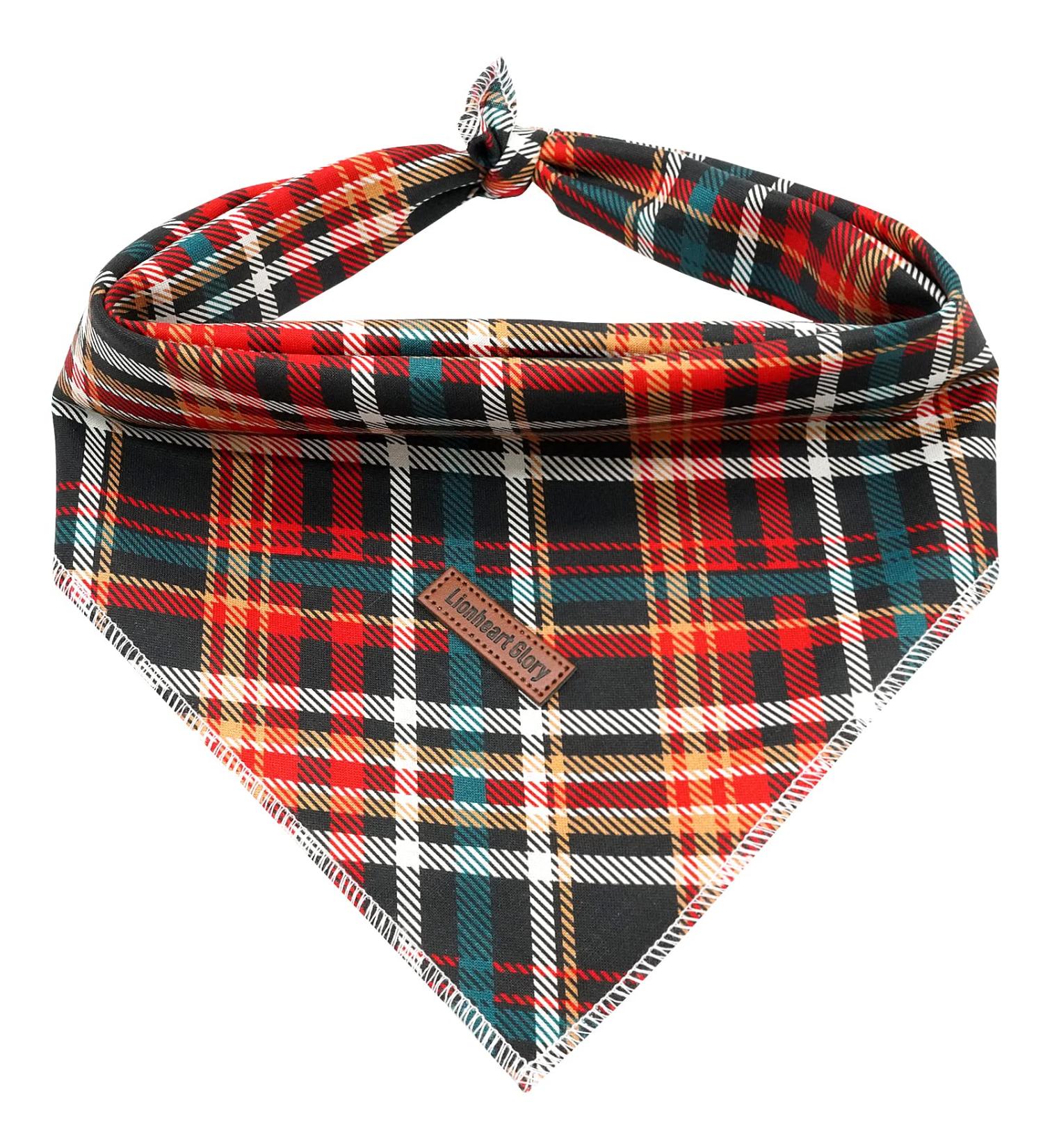 Lionheart Glory Dog Haller Cotton Christmas Scarf | Washable Adjustable Neckerchief for Large Dogs | Checkered Plaid Pet Accessory - Buy Online on GoSupps.com