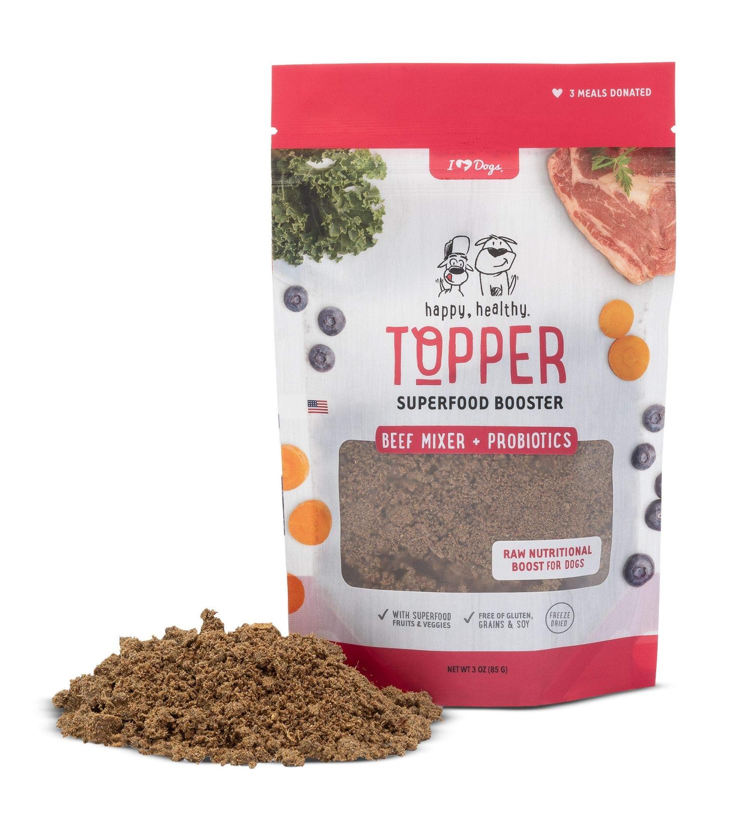 iHeartDogs Freeze-Dried Raw Dog Food Topper - Grain-Free Beef Superfood Meal Mixer 3oz - Buy Online on GoSupps.com