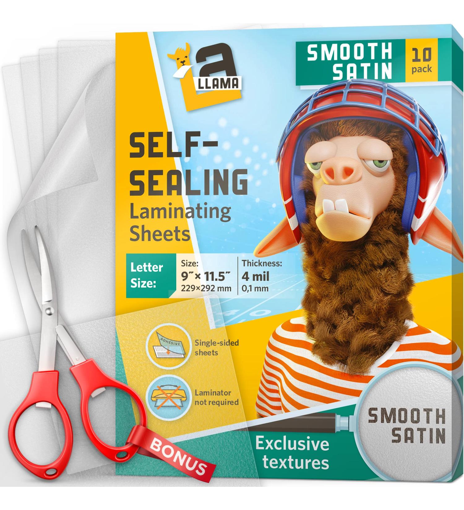Textured Self Adhesive Laminating Sheets Smooth Satin Finish 9 x 11.5 Inches 4 Mil Thick 10 Pack for Letter Size Self Sealing Lamination Sheets 8.5 x 11 Laminating Pouches - Buy Online on GoSupps.com