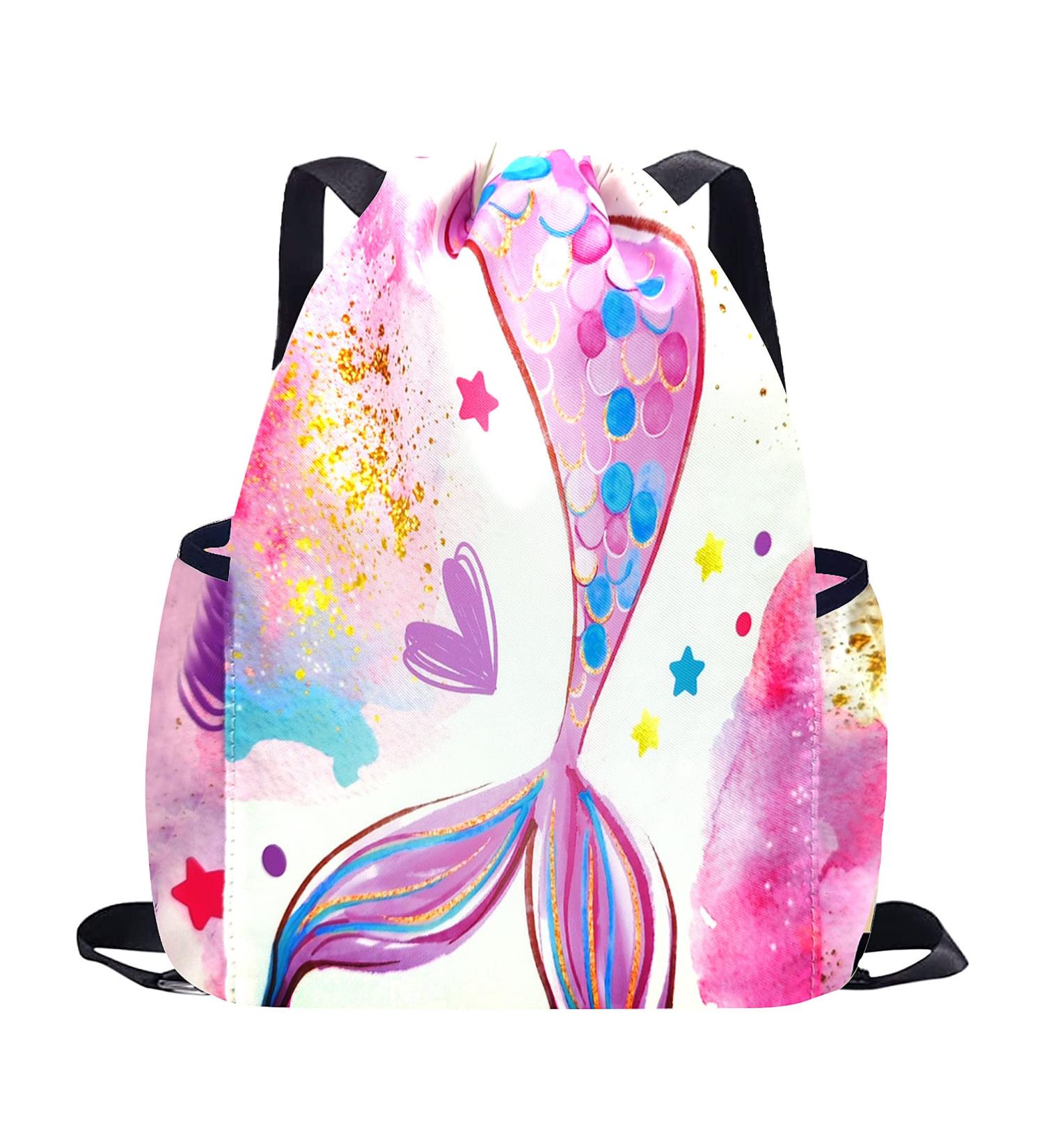 RLGPBON Drawstring Backpack for Kids Girls Gym Dance Bag Sport Gym Sack Mini Travel Daypack With Two Water Bottle Holder Color 7 - Buy Online on GoSupps.com