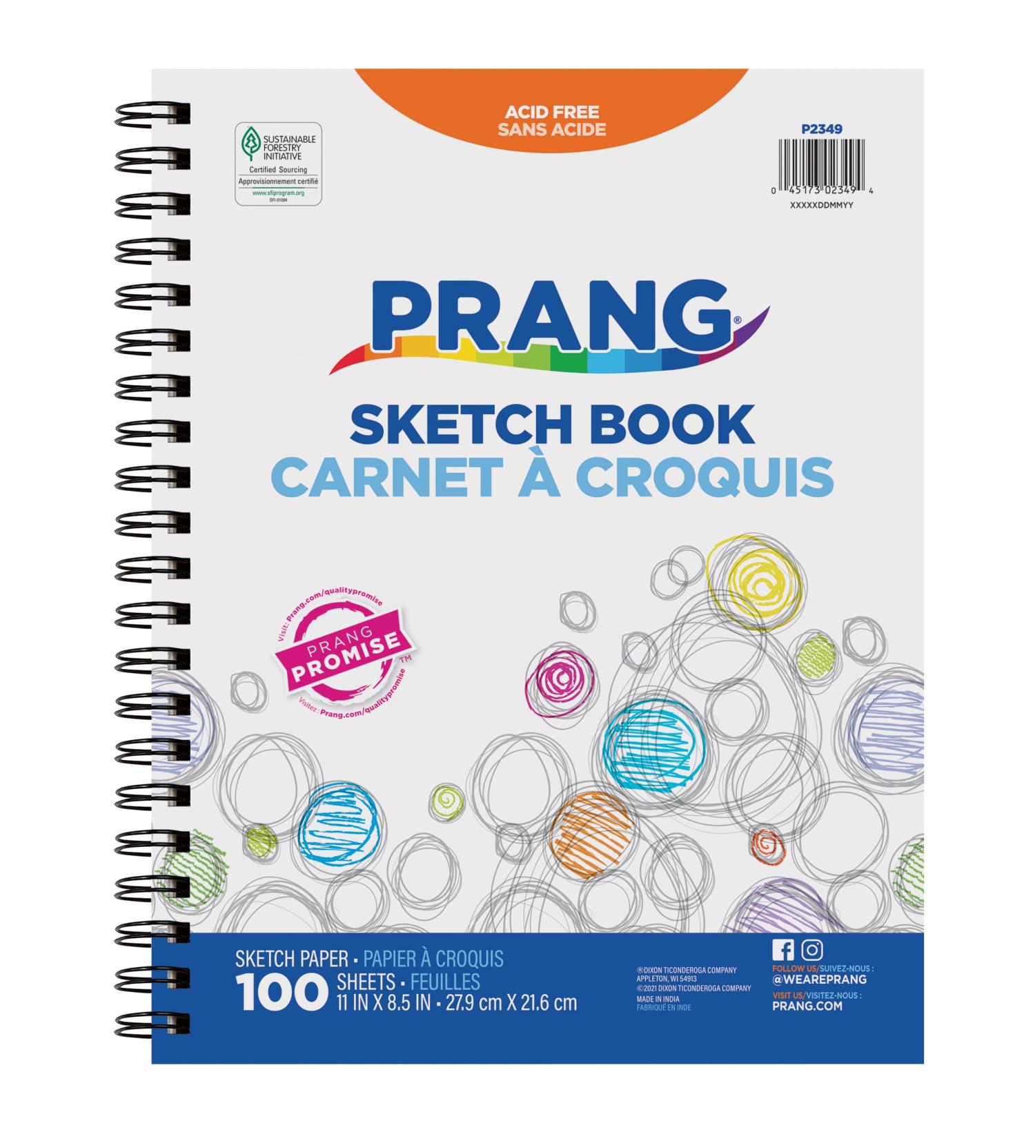 Prang (Formerly Art Street) Sketch Book, Lightweight, 11" x 8-1/2", 100 Sheets