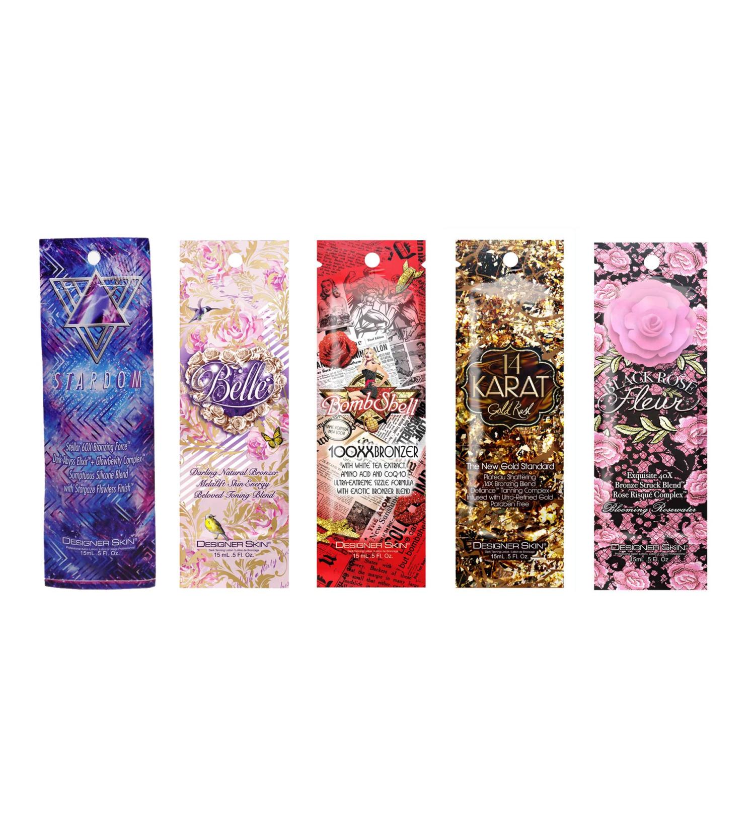 Designer Skin Tanning Lotion Packets Assorted (5 Pack)