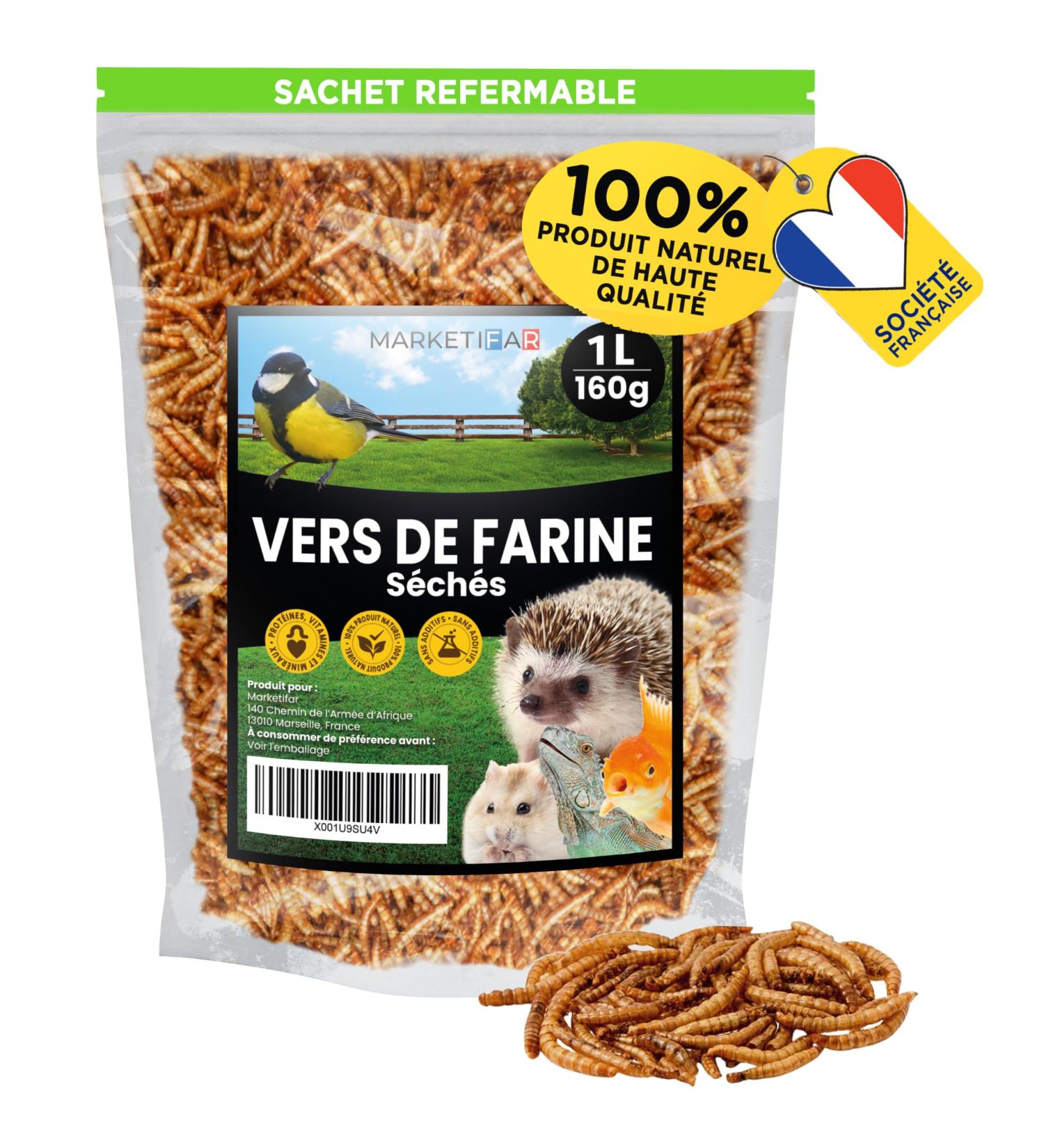 Dried Meal Worms - 160g 1L - Food for Fish Birds Turtles Hedgehogs Rodents and Reptiles - Buy Online on GoSupps.com