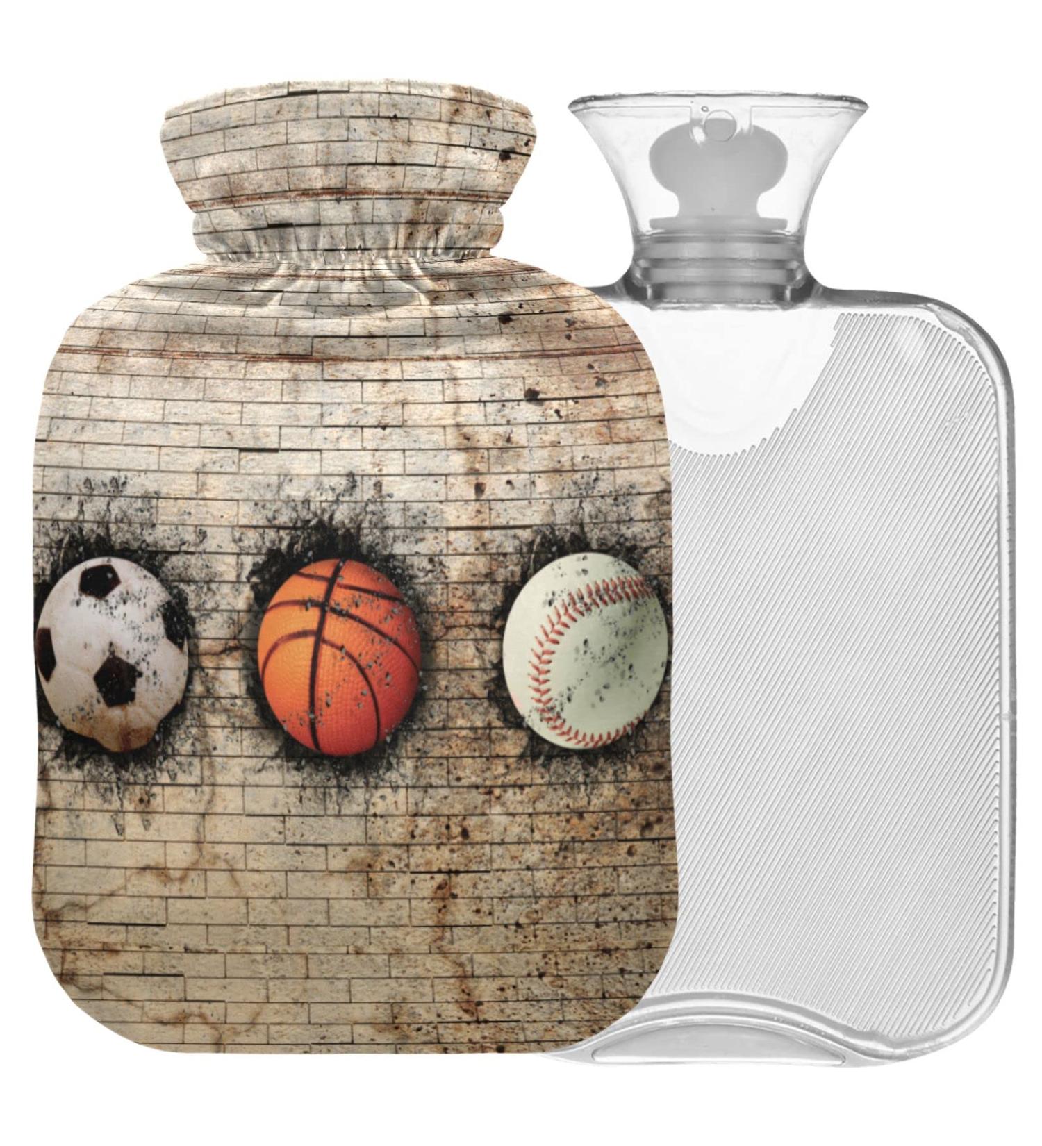 Naanle 1L Football Basketball Baseball Heat Bottle - Transparent Hot Water Bottle for Hand/Foot Pain Relief & Heat Therapy - Buy Online on GoSupps.com