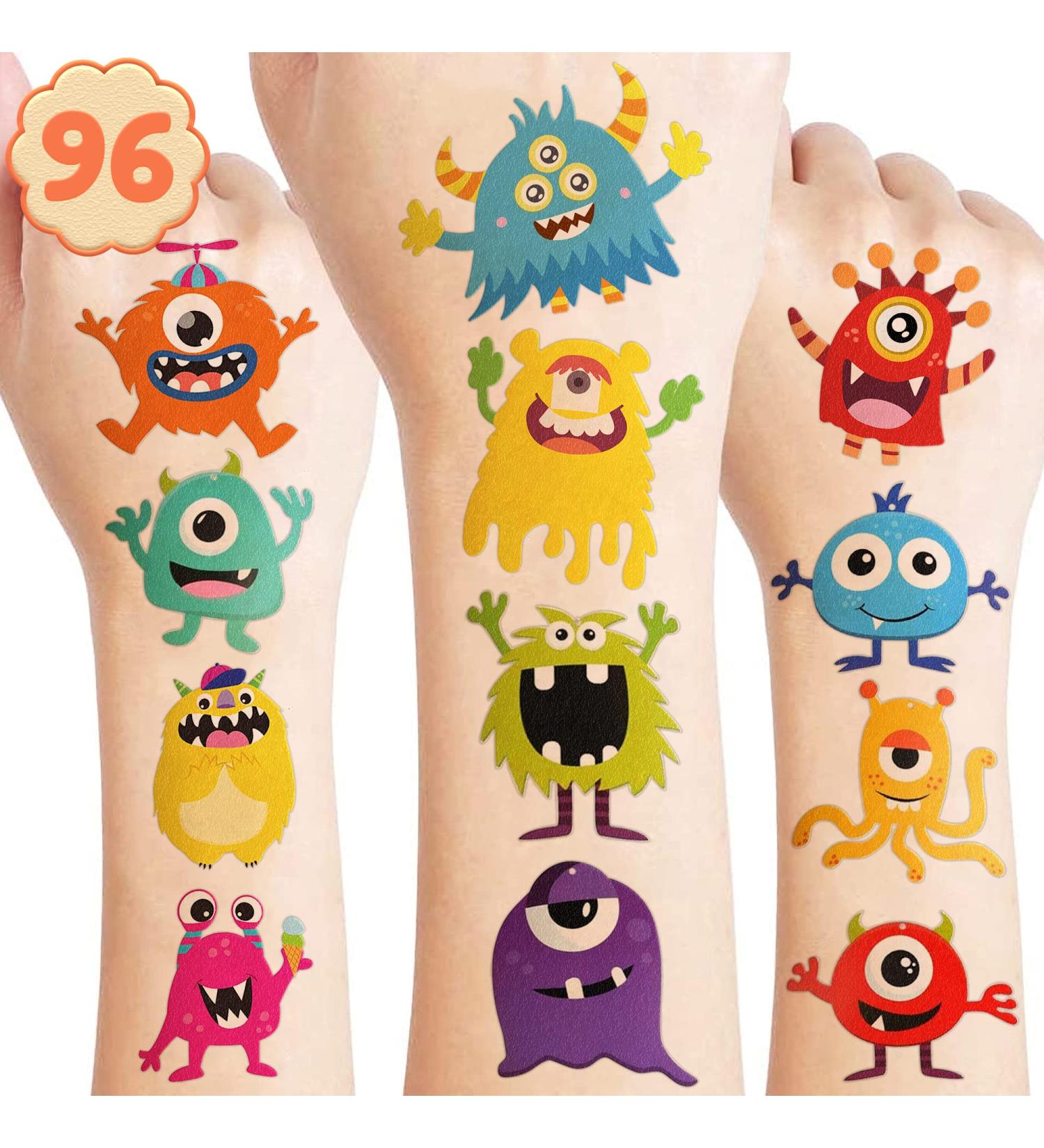 96PCS Monster Temporary Tattoos for Kids Birthday Party Decorations - Cute Little Monster Tattoo Stickers for Boys and Girls - Perfect for Schools, Prizes, and Themed Parties - Buy Online on GoSupps.com
