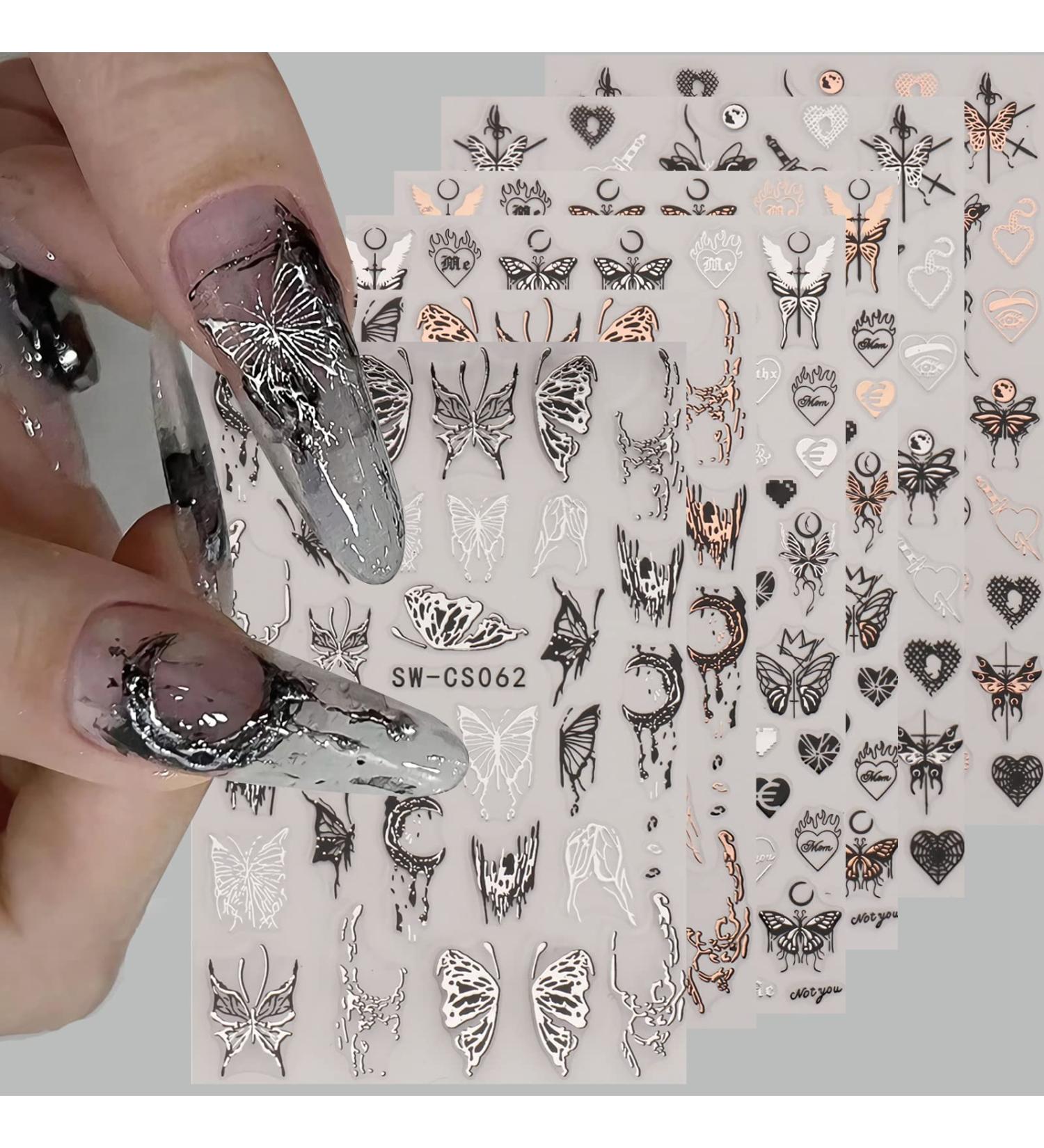 6 Sheets 3D Self-Adhesive Butterfly Nail Stickers for DIY Women Nail Art - Vintage Butterflies Nail Decals for Unique Nail Decoration - Buy Online on GoSupps.com
