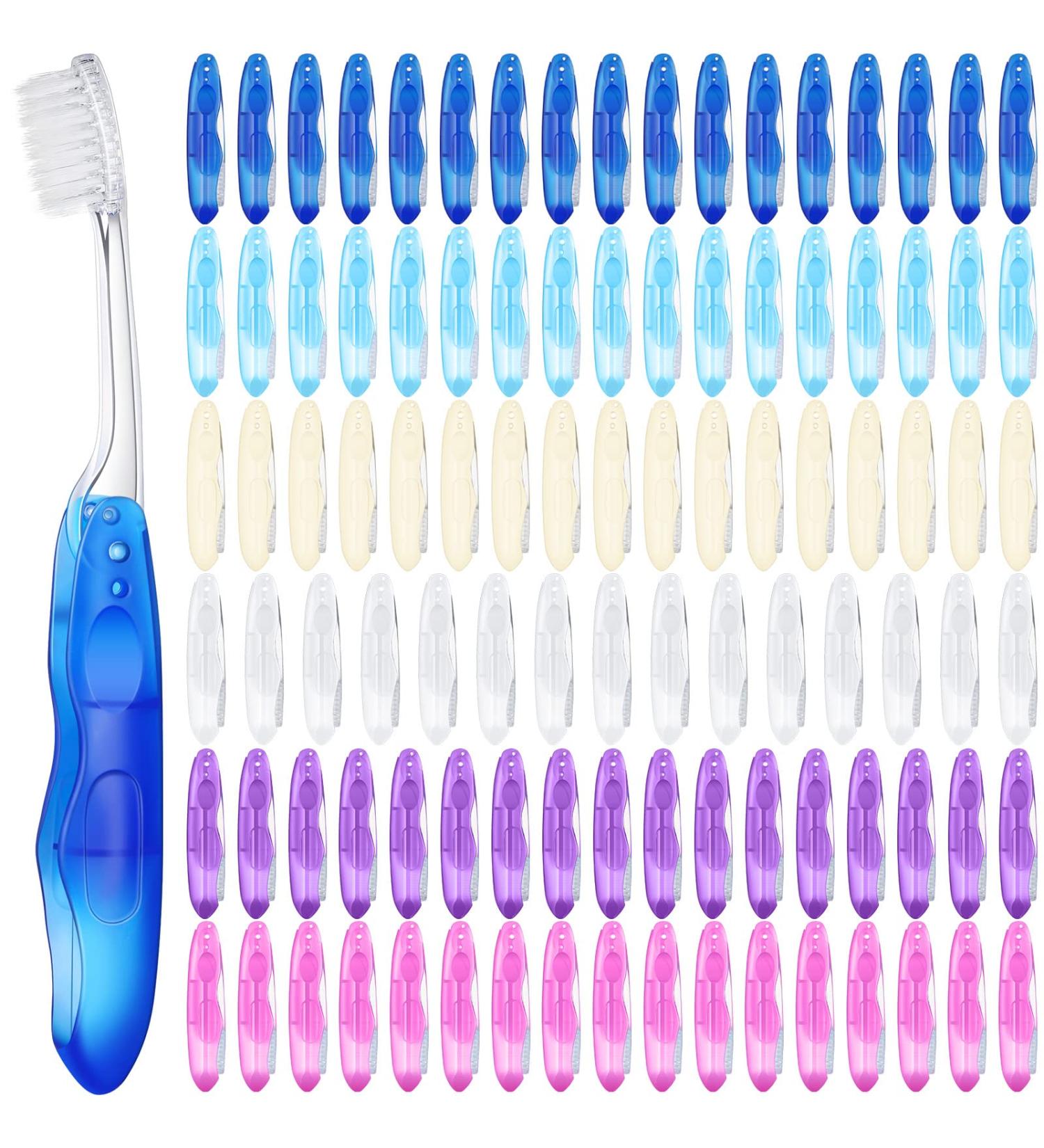 Nuogo 100 Piece Travel Toothbrushes - Portable & Collapsible for Kids & Adults - Ideal for Camping, Hiking & Travel - 6 Colors - Buy Online on GoSupps.com